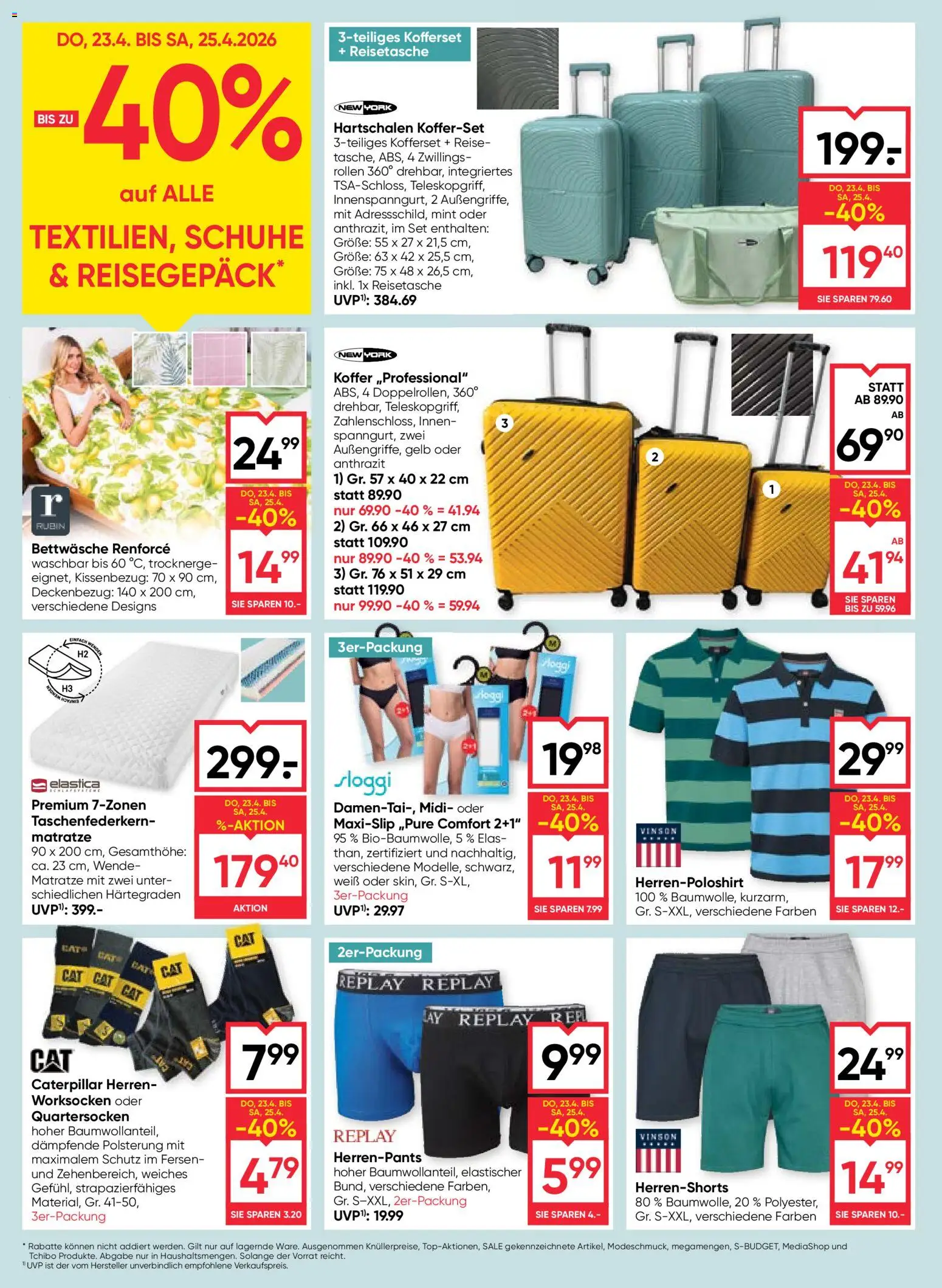 Maximarkt Flugblatt gültig ab 23.04.2026 | Seite: 20 | Produkte: Reisetasche, Koffer, Matratze