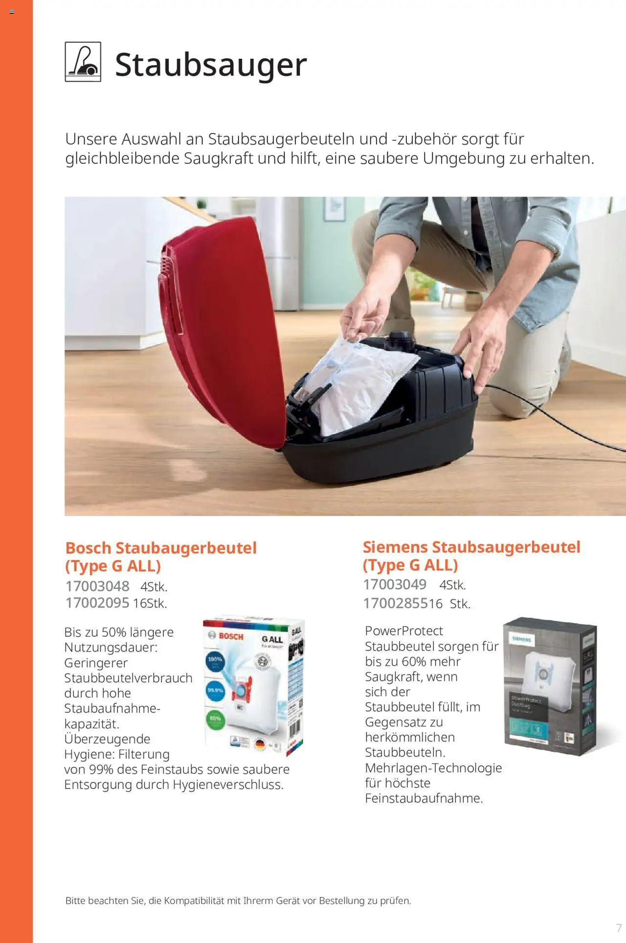 Bosch Kundendienst gültig ab 06.03.2024 | Seite: 7 | Produkte: Staubsauger