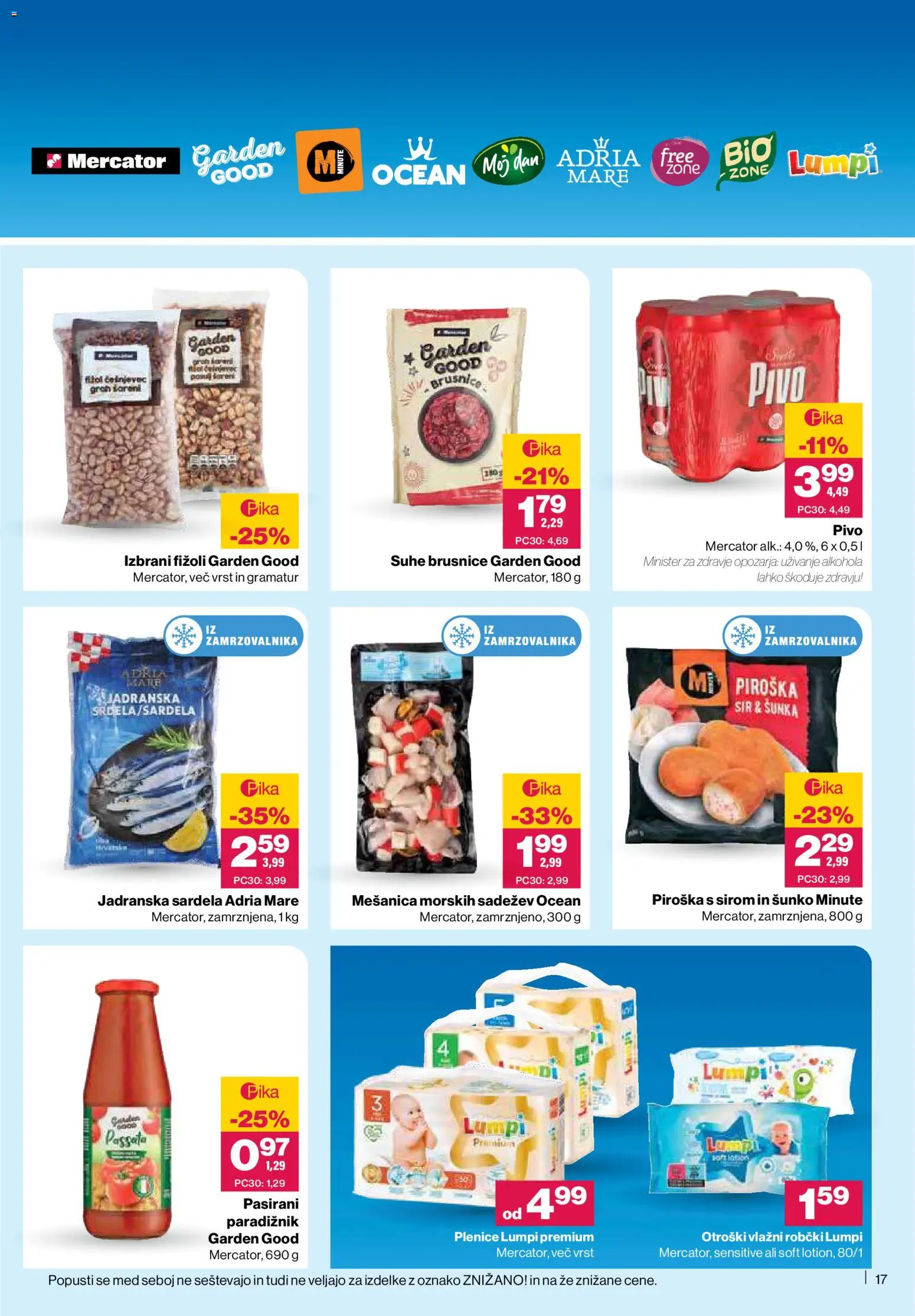 Novi Mercator katalog ponudbe – veljaven od 08.01.2026 | Stran: 17 | Izdelki: Robčki, Sir, Sardine, Paradiznik