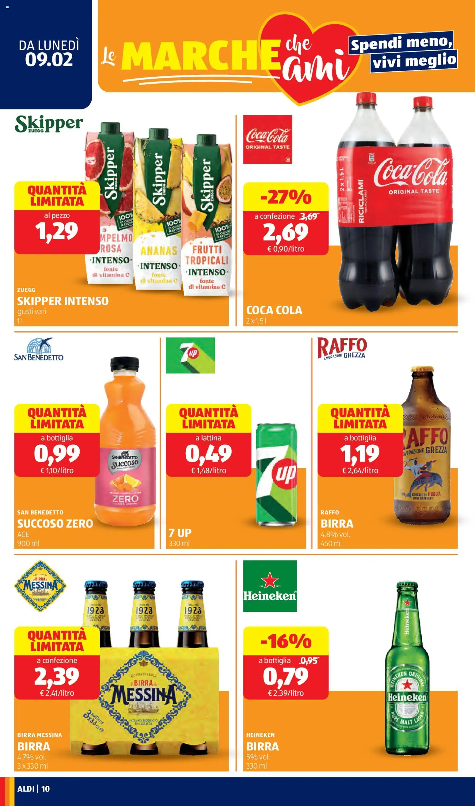 Volantino Aldi del 09.02.2026 | Pagina: 10 | Prodotti: Birra, Ananas, Heineken, Bottiglia