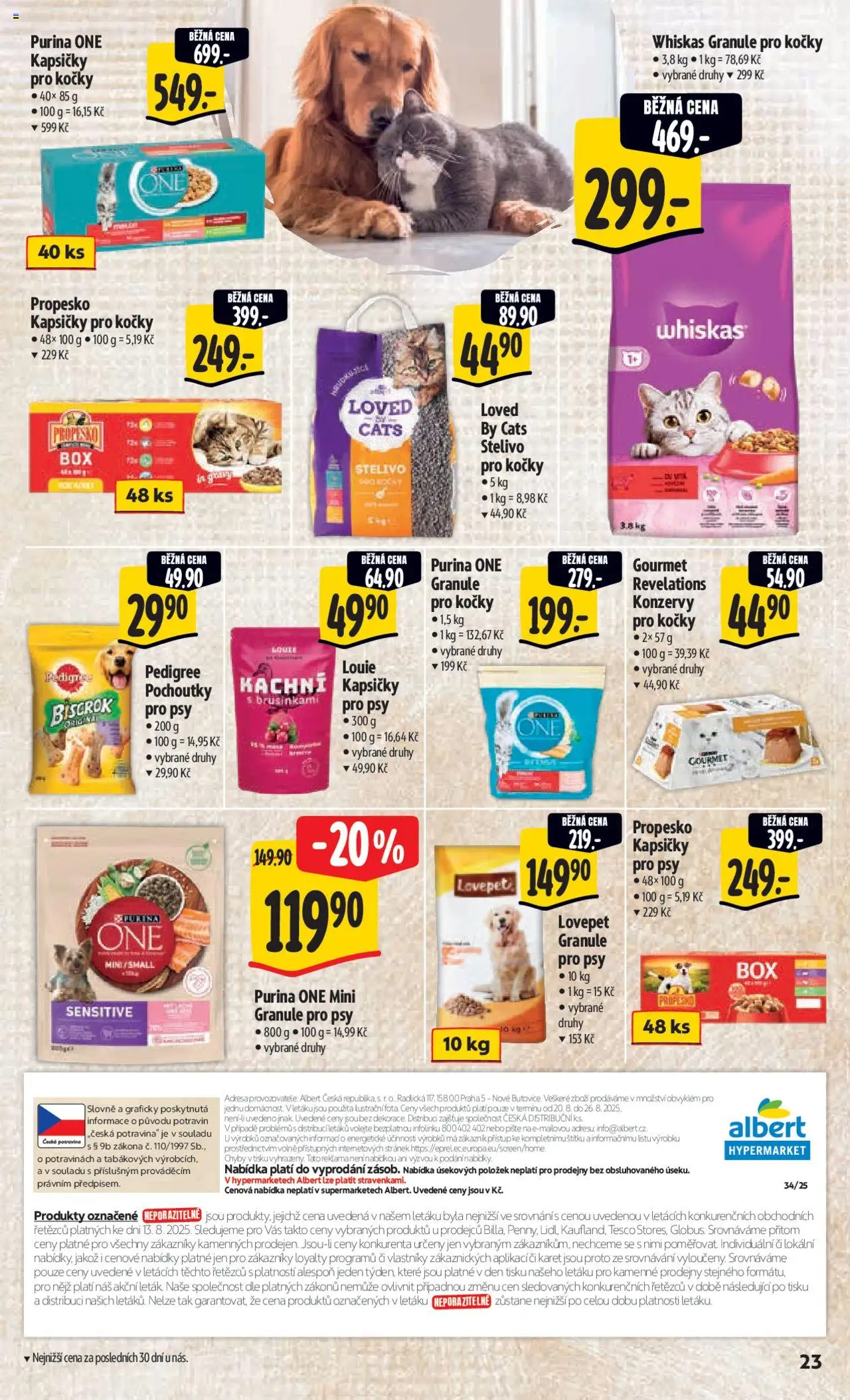 Albert leták - Hypermarket od 20.08.2025 | Strana: 32 | Produkty: Purina, Stelivo pro kočky, Whiskas, Propesko