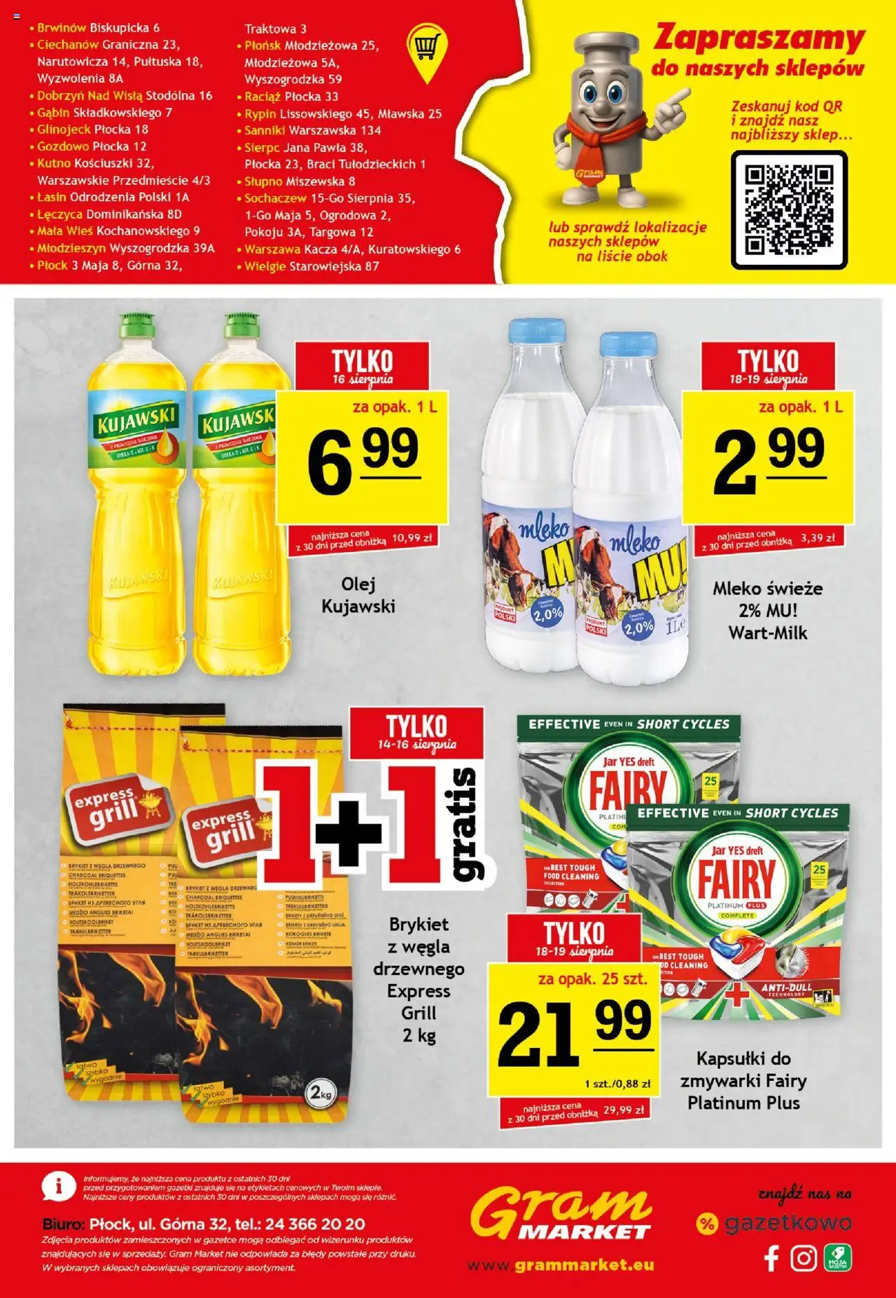 Gram Market Gazetka od 13.08.2025 | Strona: 16 | Produkty: Grill, Olej kujawski, Mleko, Olej