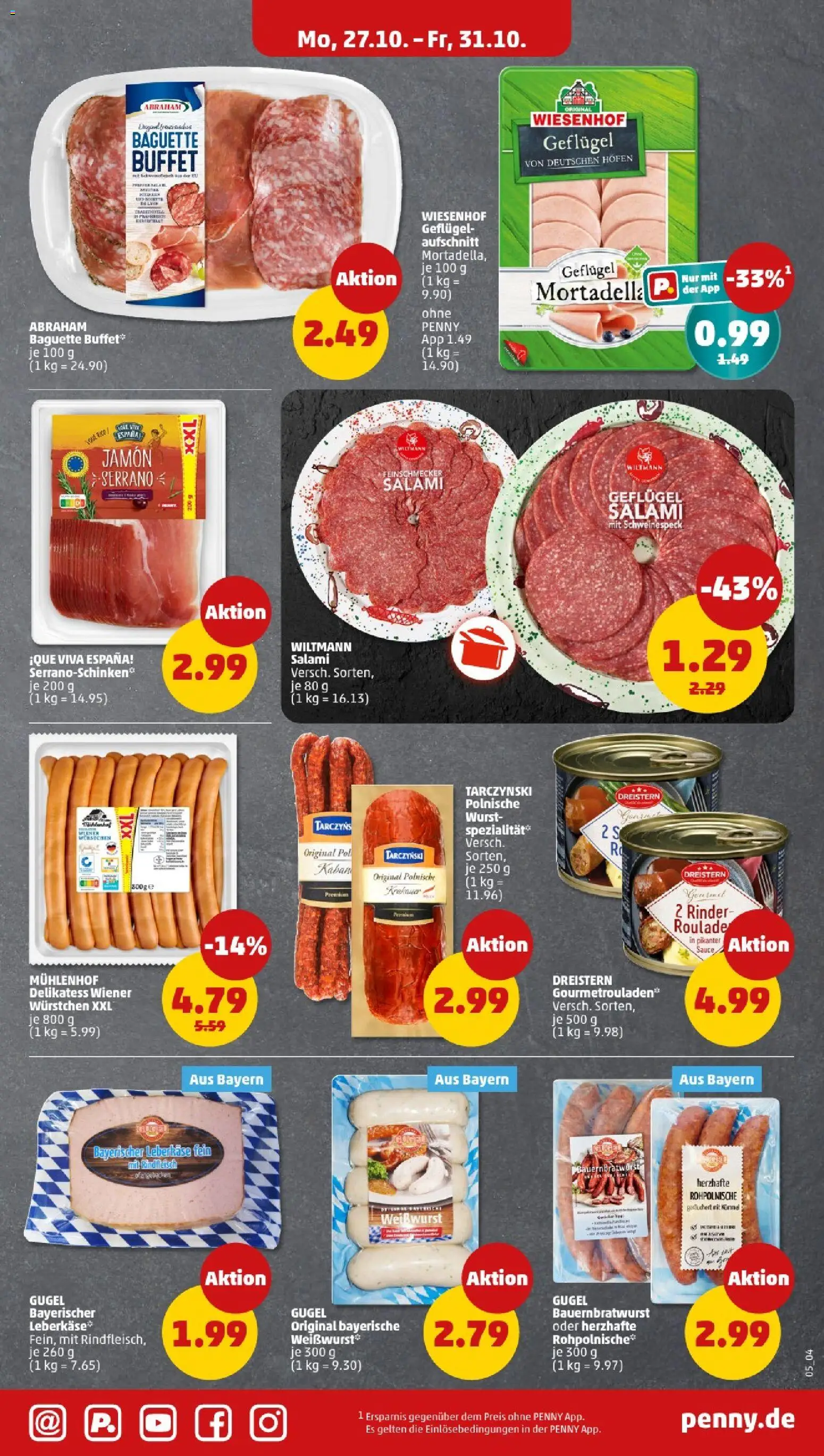 Penny - Bayern  – gültig ab 27.10.2025 | Seite: 7 | Produkte: Baguette, Wurst, Salami, Rindfleisch