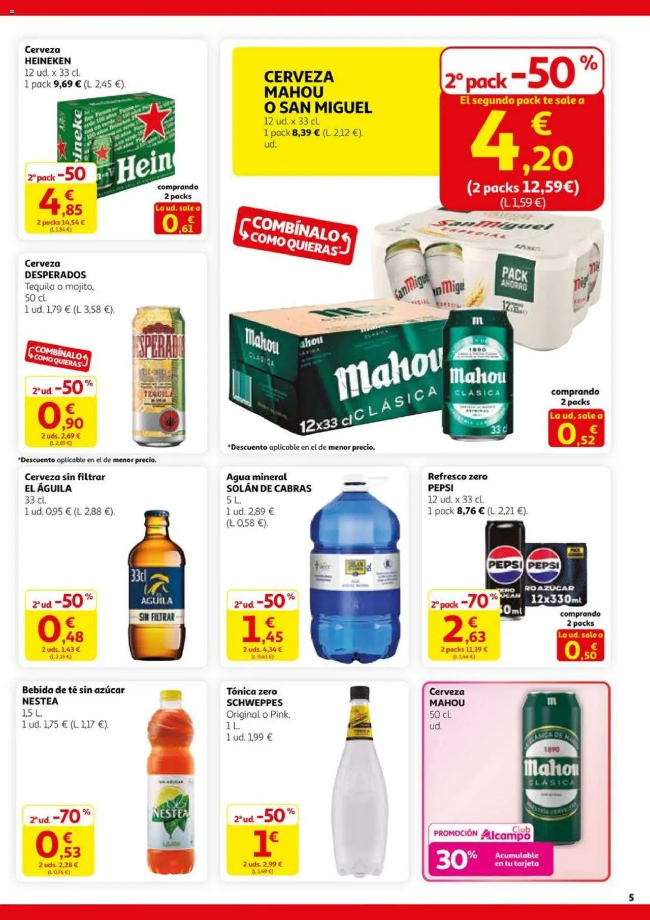 Alcampo - SST catalan  │ válido desde el 28.08.2025 | Página: 5 | Productos: Cerveza, Παρμεζάνα, Agua mineral, Σπανάκι