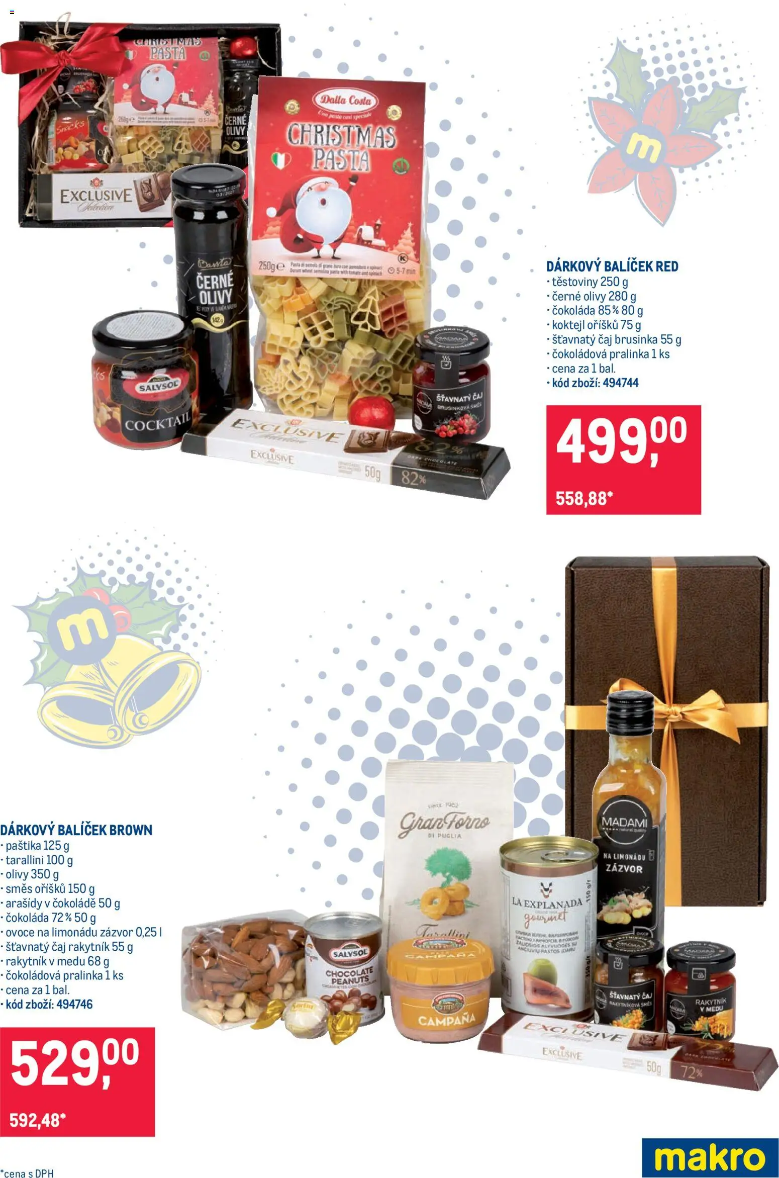 Makro leták - Vánoční balíčky od 22.10.2025 | Strana: 2 | Produkty: Čokoláda, Těstoviny, Arašídy, Olivy