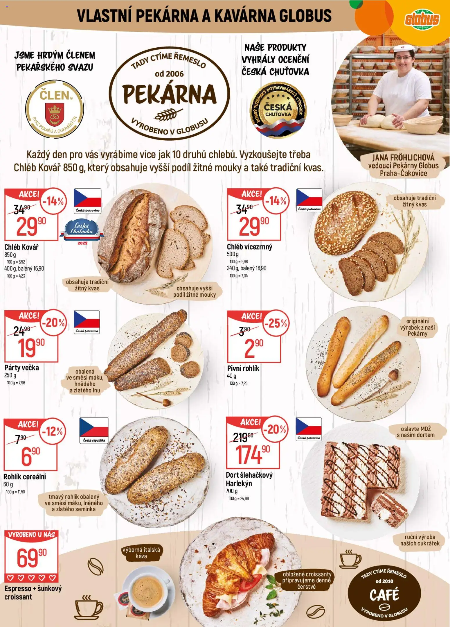 Globus leták od 04.03.2026 | Strana: 6 | Produkty: Chléb, Káva, Croissant, Semínka