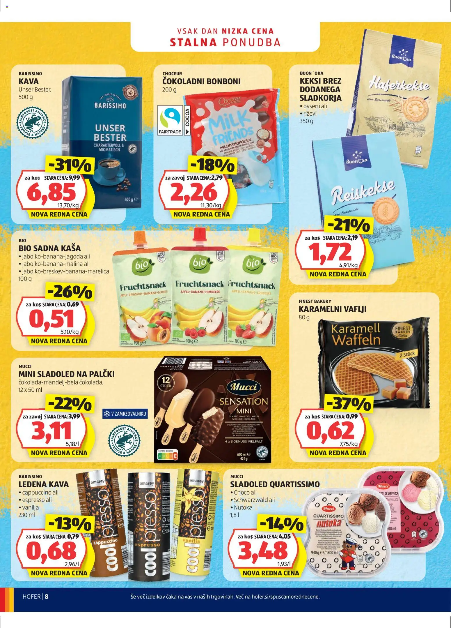 Novi Hofer katalog ponudbe – veljaven od 14.01.2026 | Stran: 8 | Izdelki: Keksi, Bonboni, Vaflji, Kos