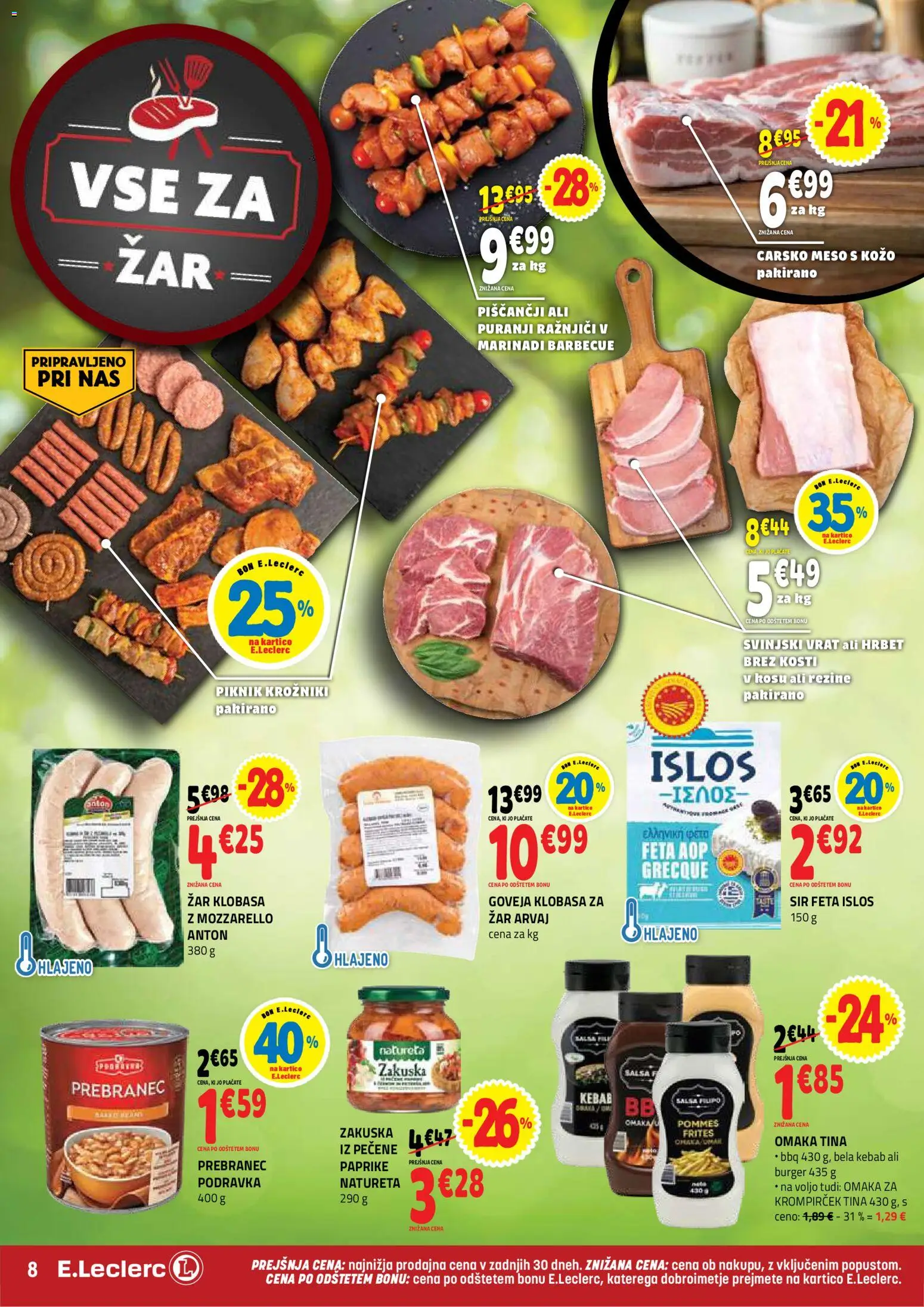 Novi E.leclerc katalog ponudbe – veljaven od 08.04.2026 | Stran: 8 | Izdelki: Zar, Ražnjiči, Sir, Omaka