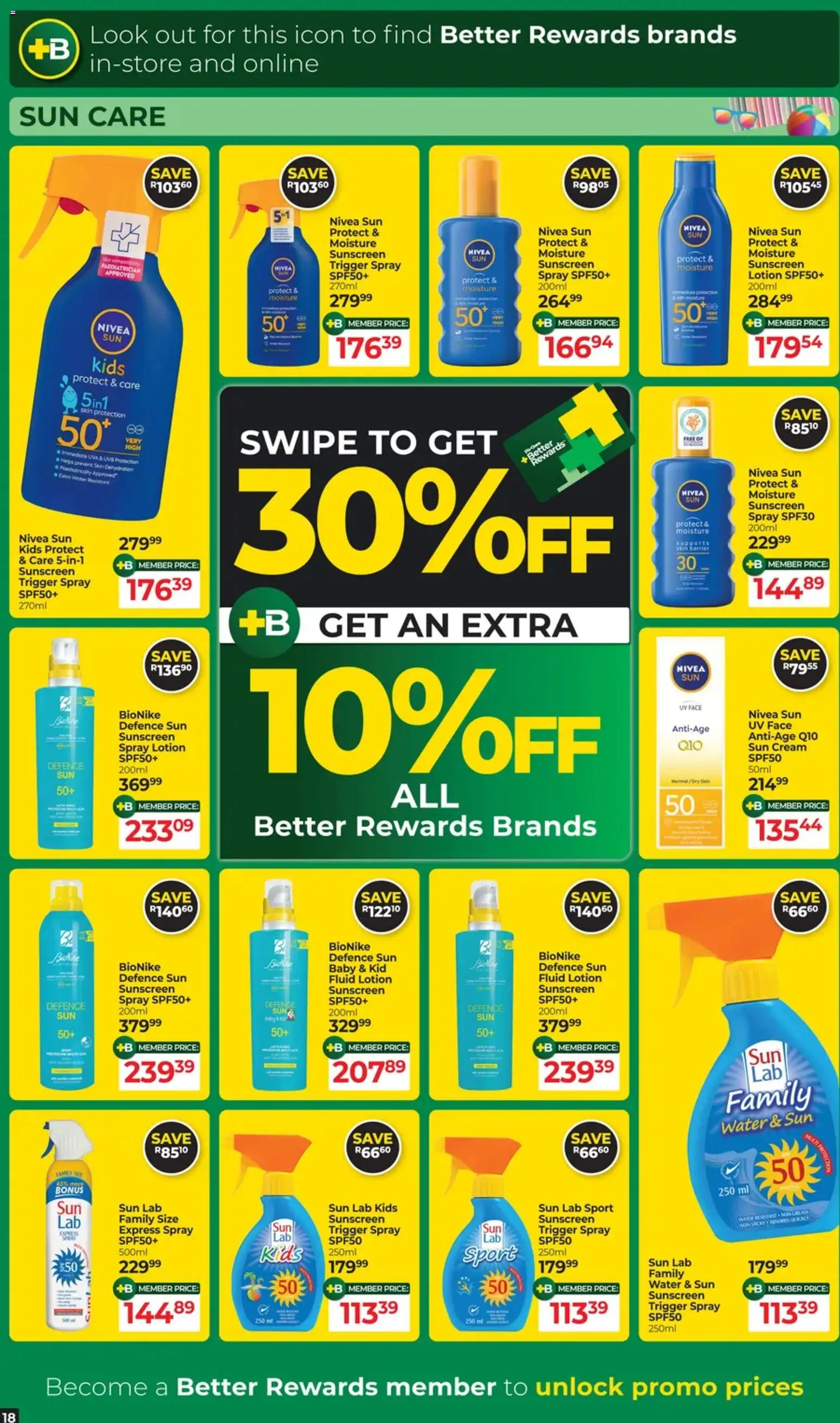 New Dis-Chem catalogue – valid from 21.10.2025 | Page: 18 | Products: Cream, Sunscreen, Water, Lotion