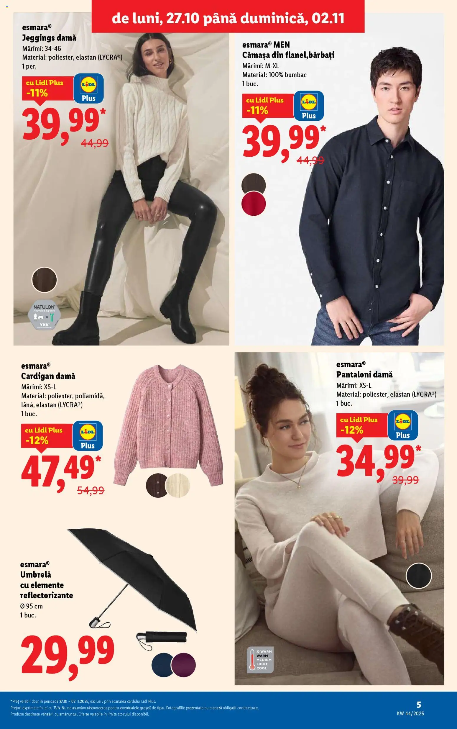 Noul catalog Lidl – valabil de la 27.10.2025 | Pagină: 5 | Produse: Umbrelă, Cardigan, Pantaloni