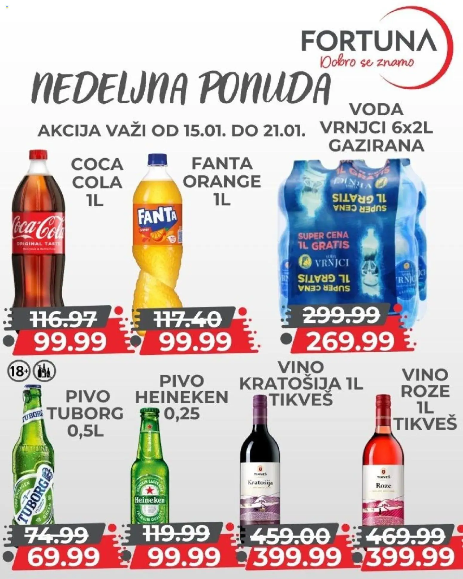 Fortuna Market katalog - važi od 15.01.2026 | Strana: 10 | Proizvode: Heineken, Tuborg, Voda, Vino