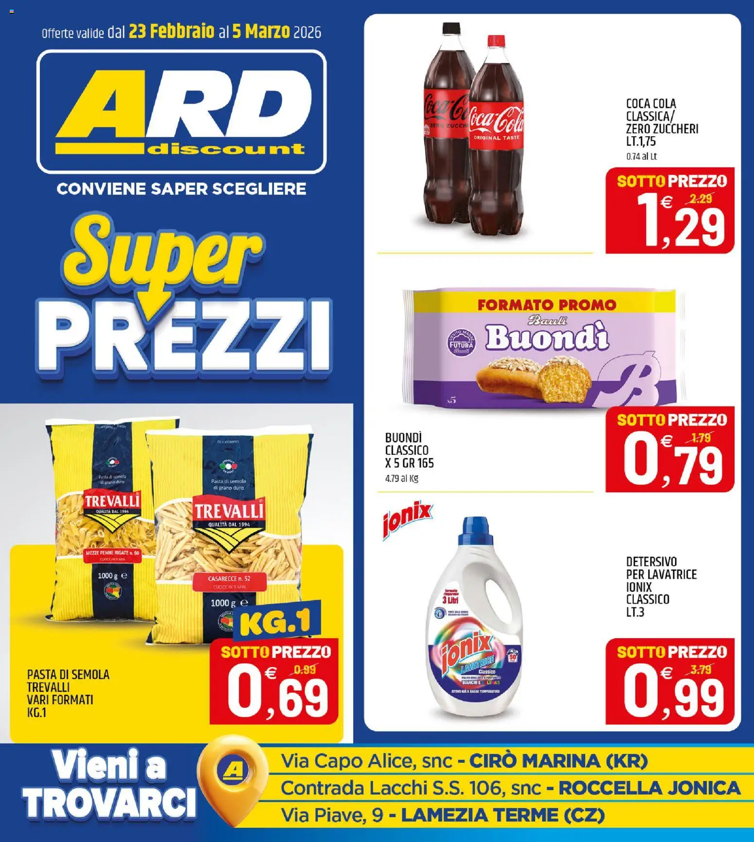 Volantino ARD Discount del 23.02.2026 | Pagina: 20 | Prodotti: Pasta, Lavatrice, Penne, Coca Cola