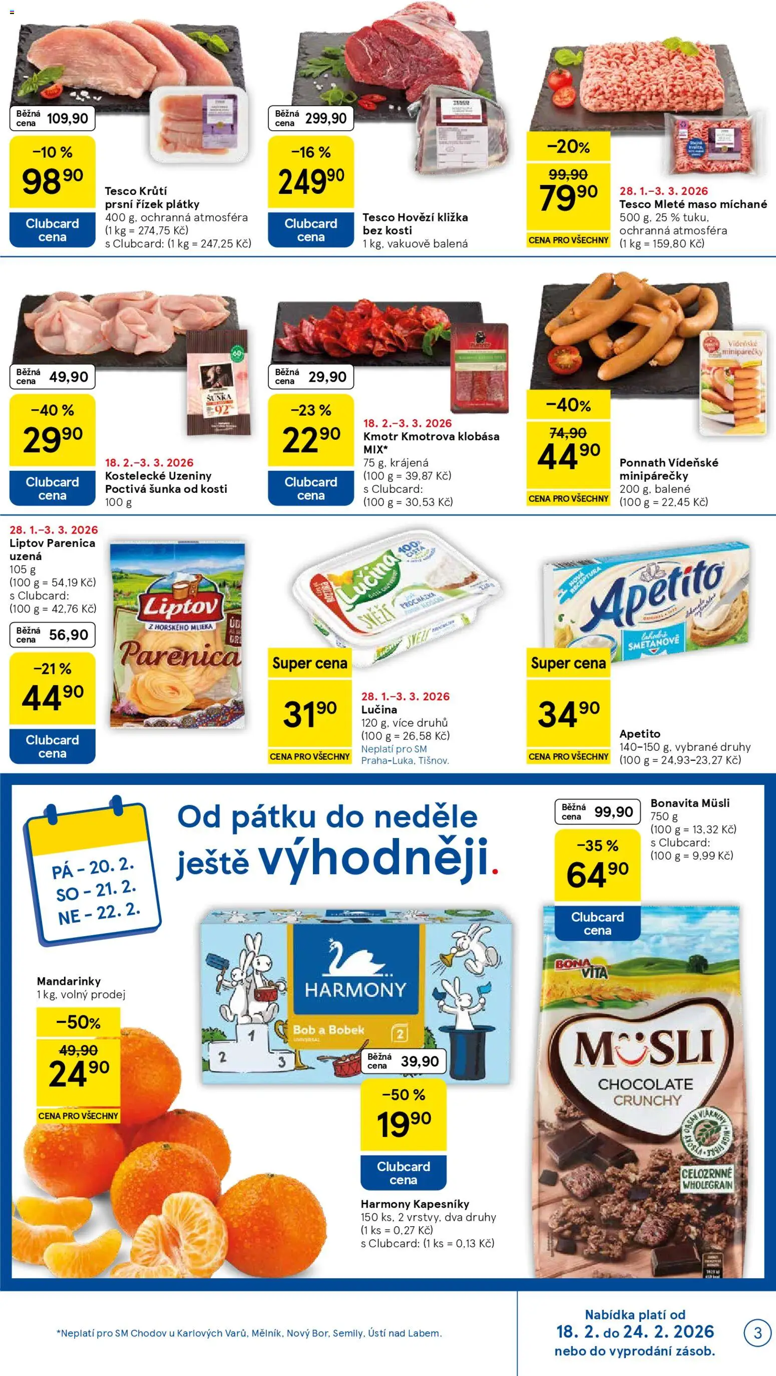 Tesco leták - Supermarket od 18.02.2026 | Strana: 3 | Produkty: Hovězí, Cream cheese, Mleté maso, Maso