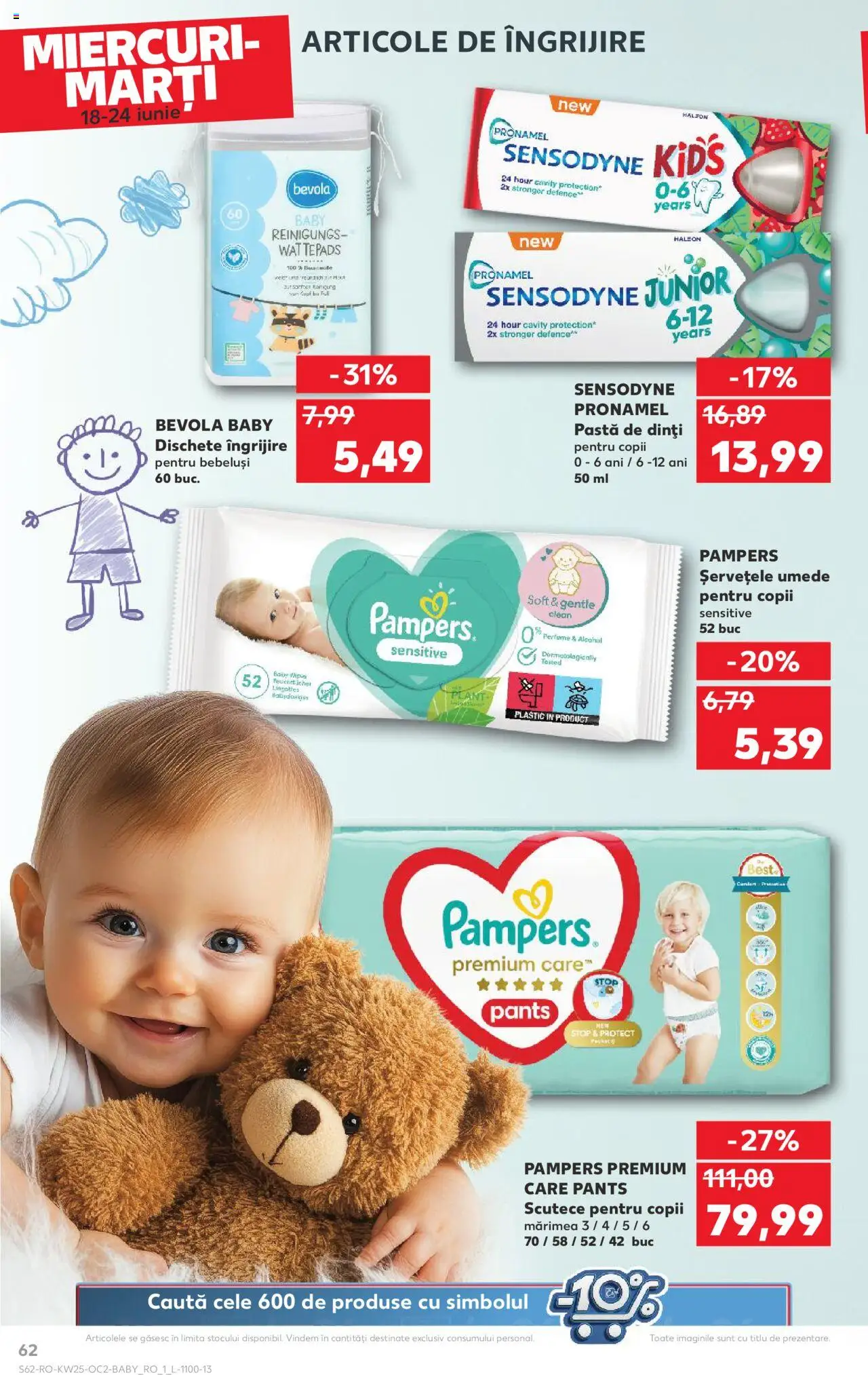 Kaufland RO akciós ujság - amely érvényes a következő dátumtól: 18.06.2025 | Oldal: 62 | Termékek: Pampers
