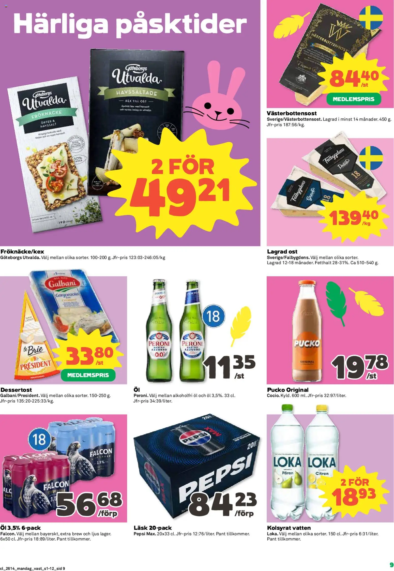 Coop reklamblad aktuell från 30.03.2026 | Sida: 9 | Produkter: Loka, Ost, Öl, Ljus