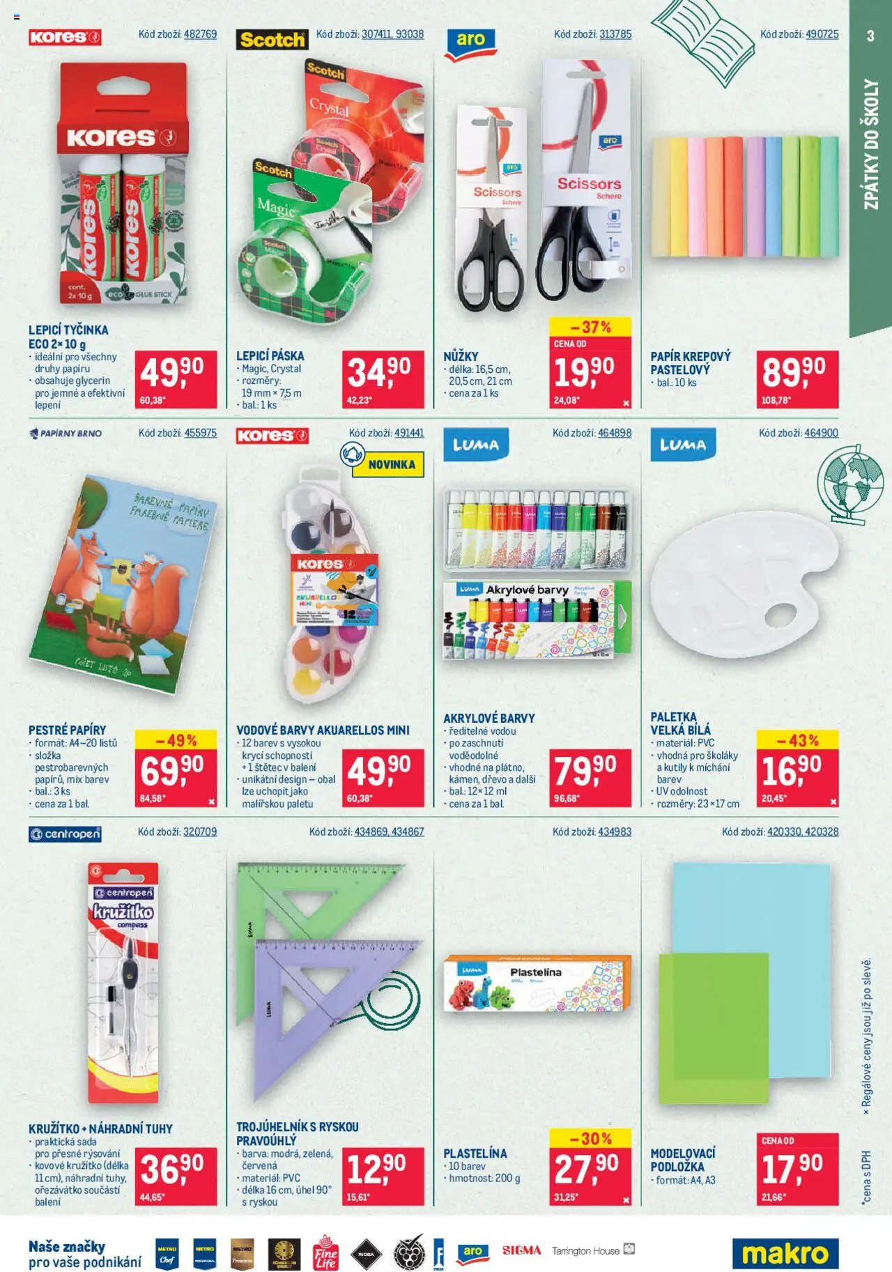 Makro leták - Spotřební zboží od 13.08.2025 | Strana: 3 | Produkty: Kružítko, Glycerin, Ořezávátko, Barvy