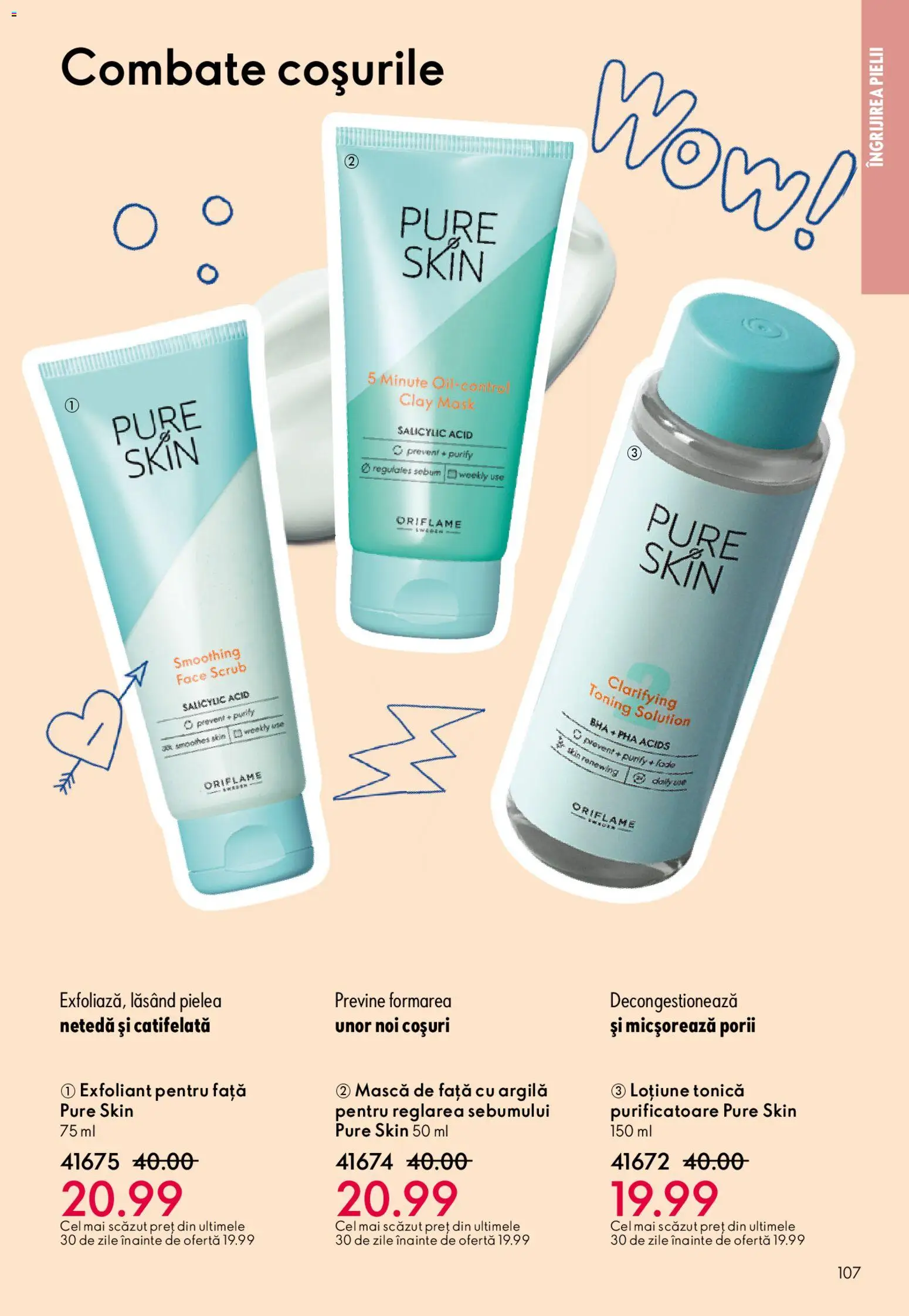 Noul catalog Oriflame – valabil de la 27.05.2026 | Pagină: 107 | Produse: Loțiune tonică, Exfoliant, Scrub