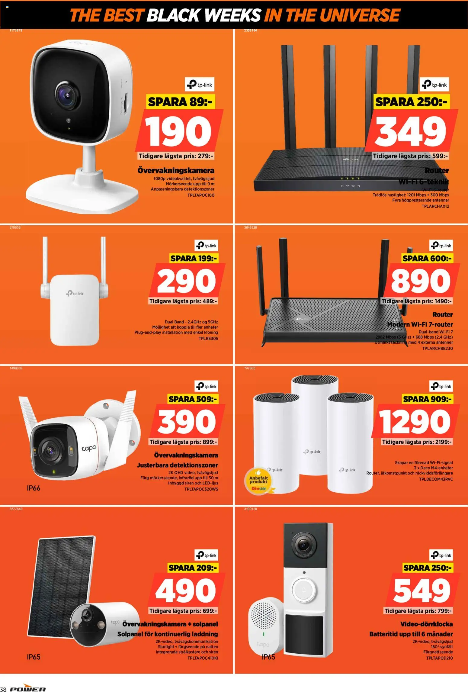 Power reklamblad aktuell från 17.11.2025 | Sida: 38 | Produkter: Övervakningskamera, Router, Wifi