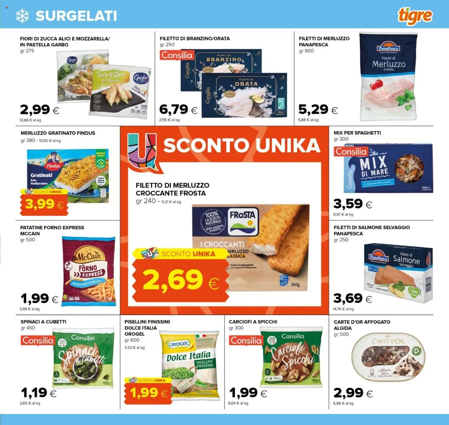 Volantino Tigre del 26.03.2026 | Pagina: 19 | Prodotti: Orata, Farina, Spinaci, Alici
