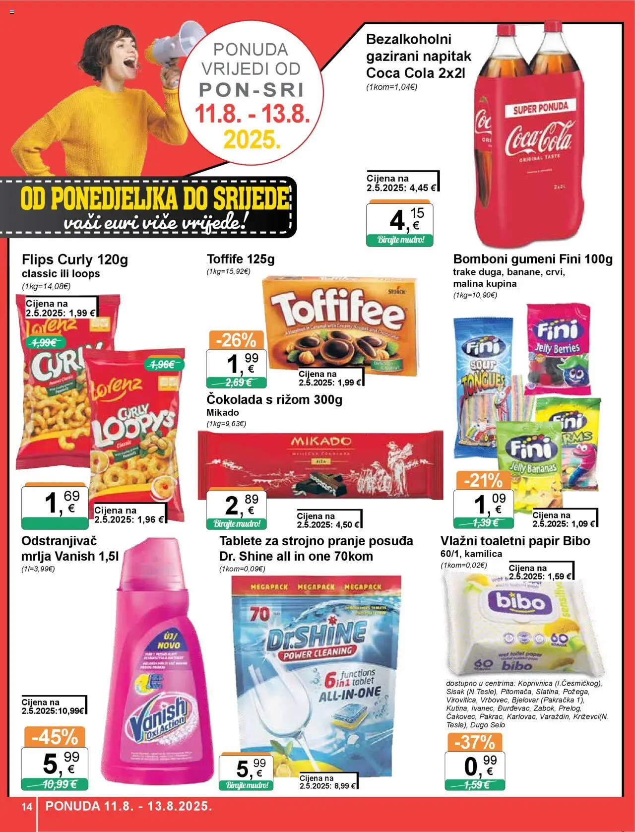 KTC katalog | vrijedi od 07.08.2025 | Stranica: 14 | Proizvodi: Flips, Čokolada, Bomboni, Toaletni papir