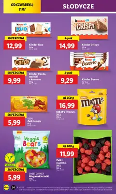 Lidl Gazetka od 31.07.2025 | Strona: 48 | Produkty: Słodycze, M&M's, Kinder Bueno, Żelki