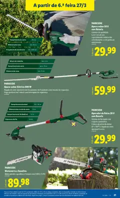 Pré-visualização PARKSIDE Aparador de Relva 20 V sem Bateria, Sistema de fio duplo com reajuste automático Cabeça giratória do motor (0° e 180°) e ângulo de corte ajustável 5 vezes válido de 23.03.2026 | Página: 21 | Produtos: Aparador de relva, Interruptor, Ferramentas, Aparador