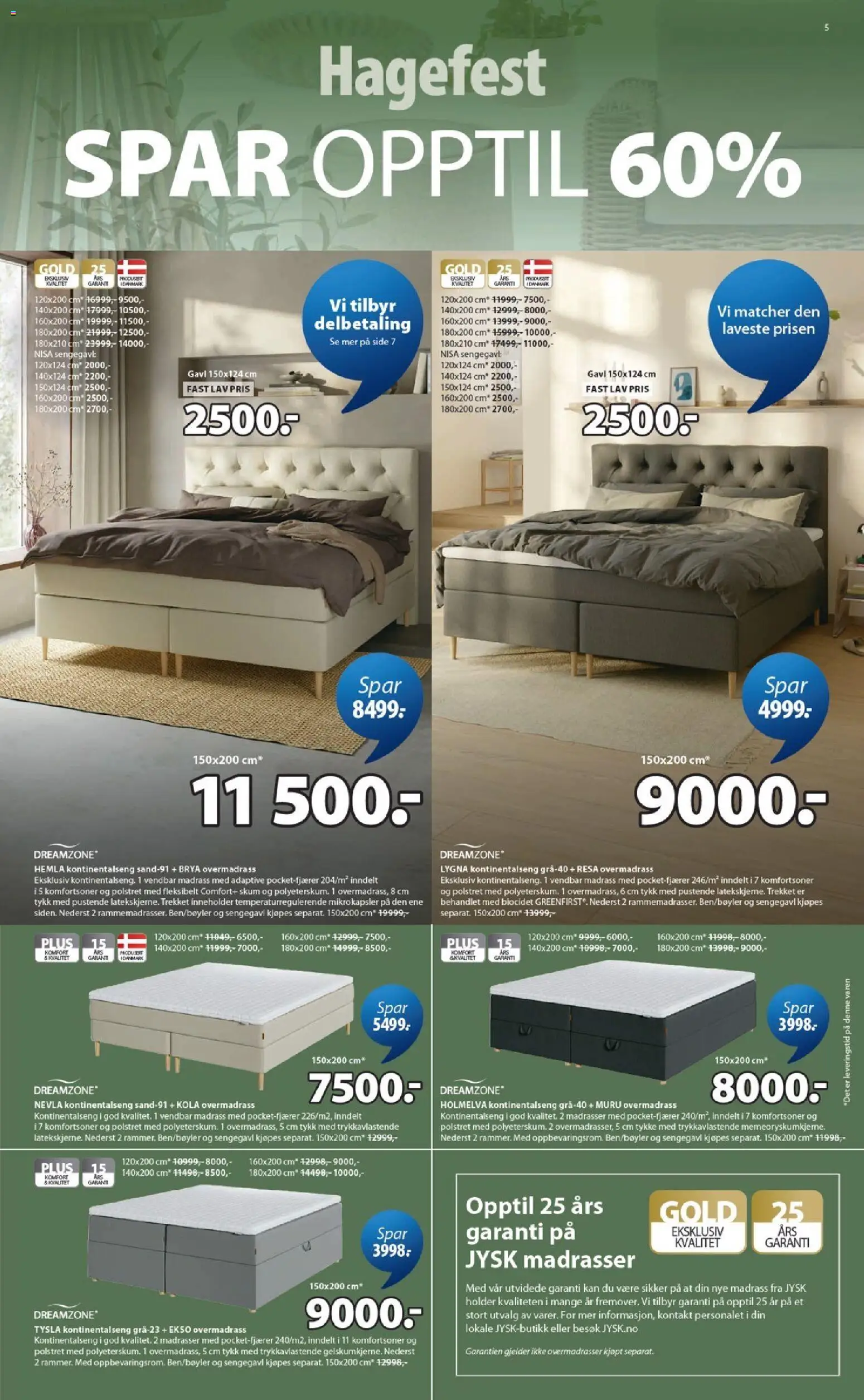 {H1} | Side: 5 | Produkter: Kontakt, Overmadrass, Kontinentalseng, Madrass