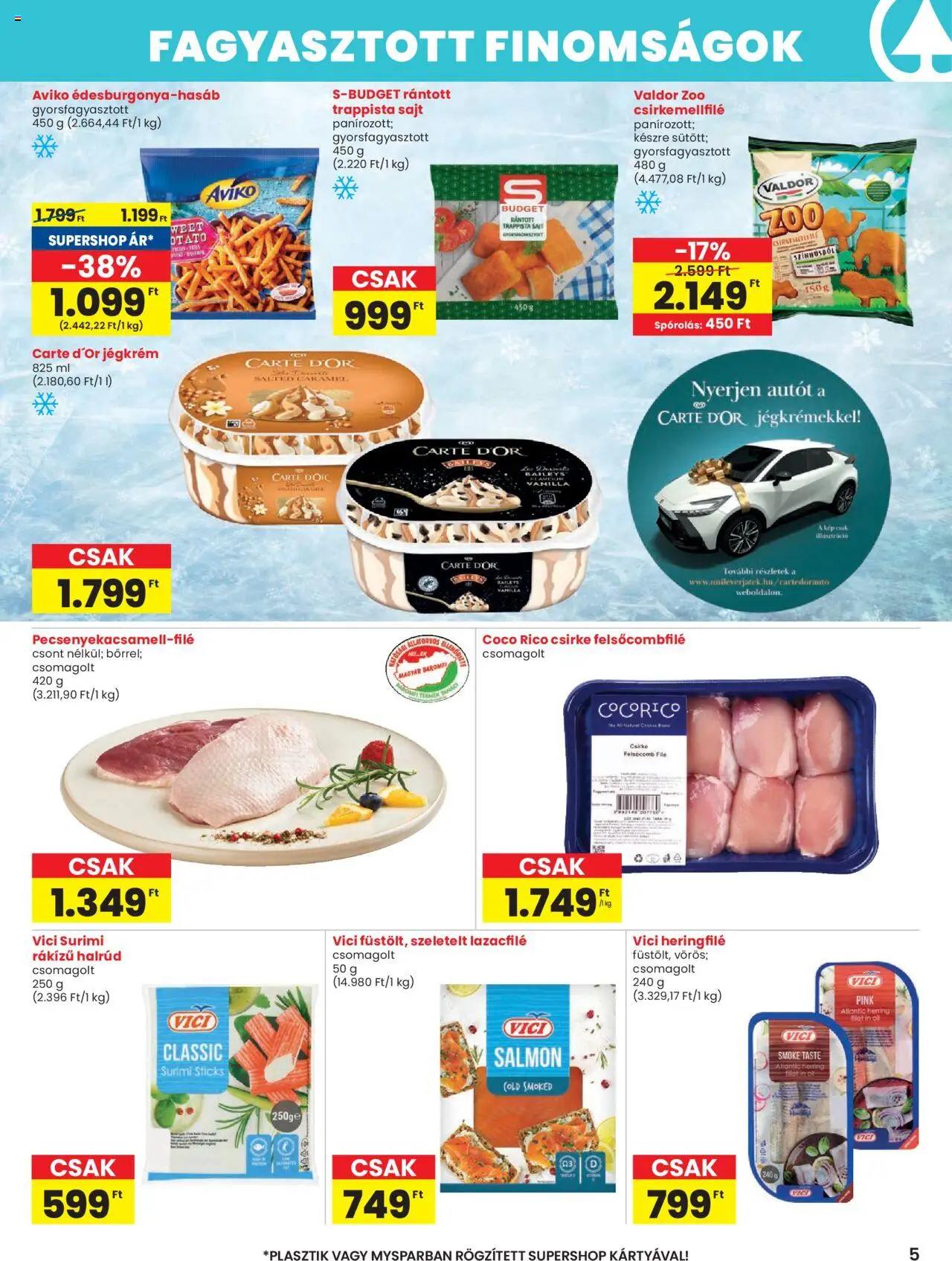 Spar akciós ujság - amely érvényes a következő dátumtól: 12.06.2025 | Oldal: 5 | Termékek: Lazacfilé, Sajt, Jégkrém, Trappista sajt