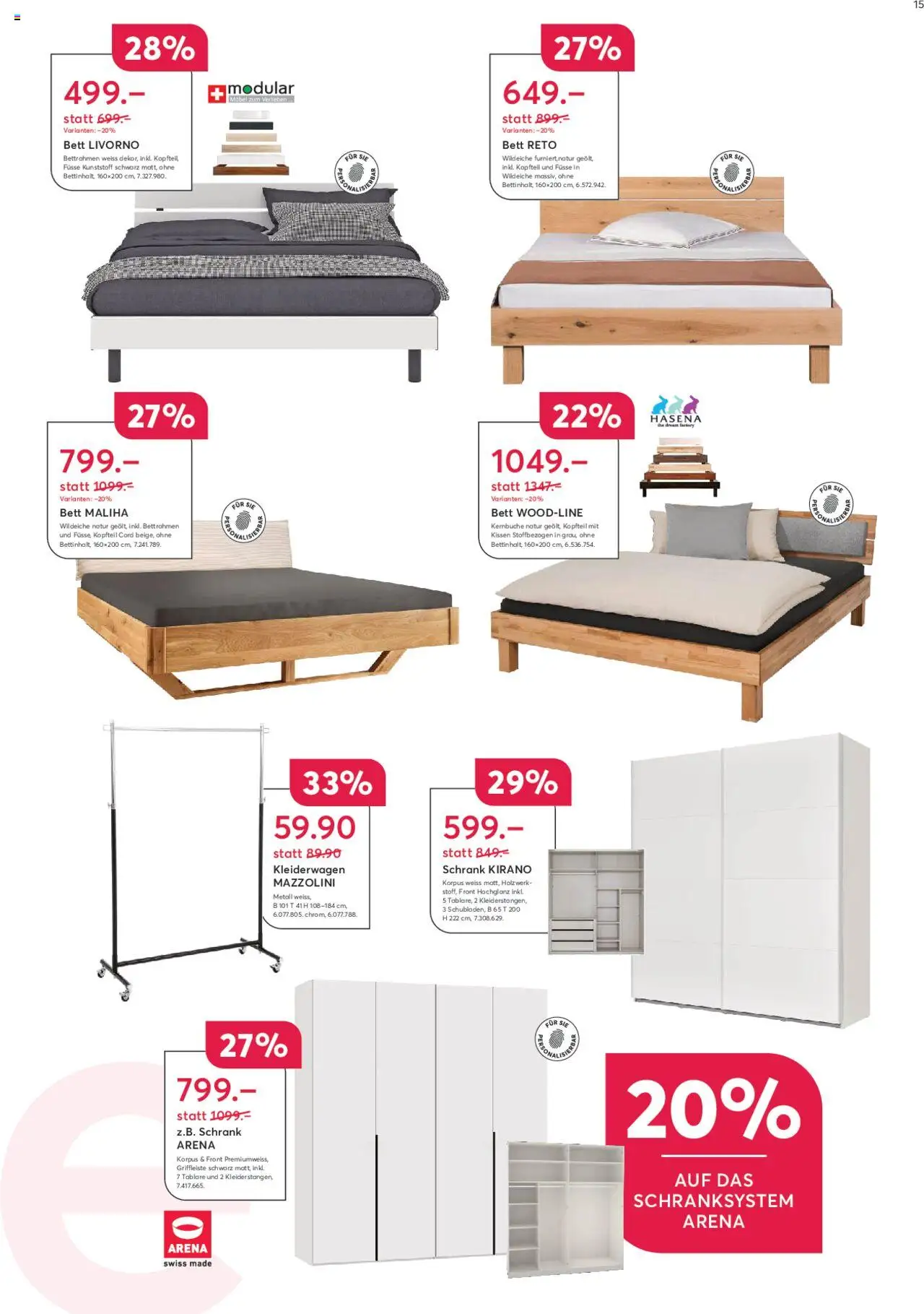 Livique Sale ab 20.06.2025 | Seite: 15 | Produkte: Kissen, Schrank, Bett