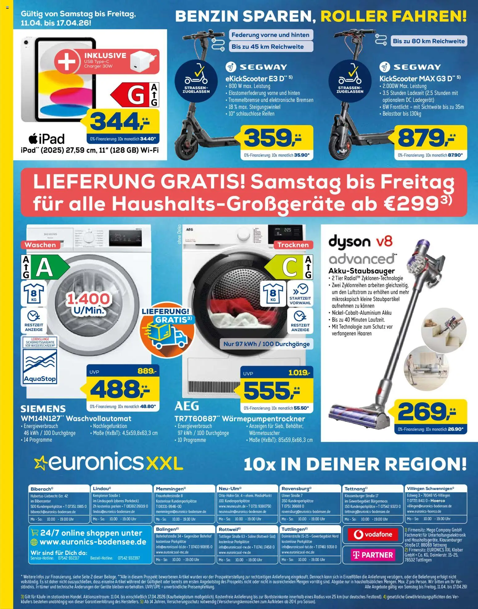 Euronics Prospekt Beilage – gültig ab 11.04.2026 | Seite: 12 | Produkte: Dyson, Siemens, Ladegerät, Uhr