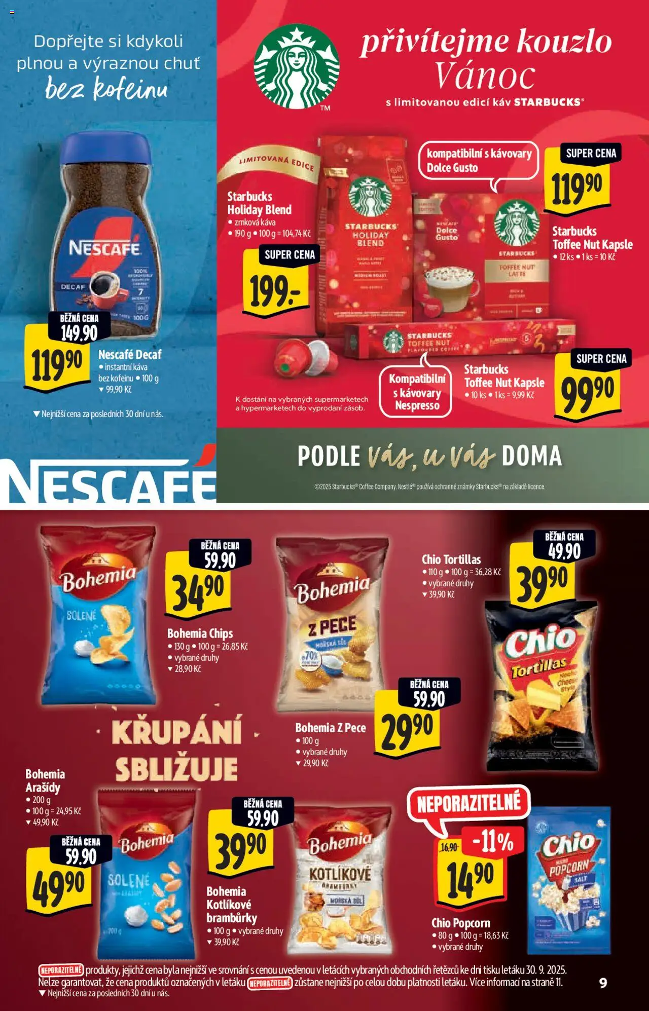 Albert katalog - Supermarket od 08.10.2025 | Strana: 9 | Produkty: Káva, Popcorn, Zrnková káva, Bohemia chips