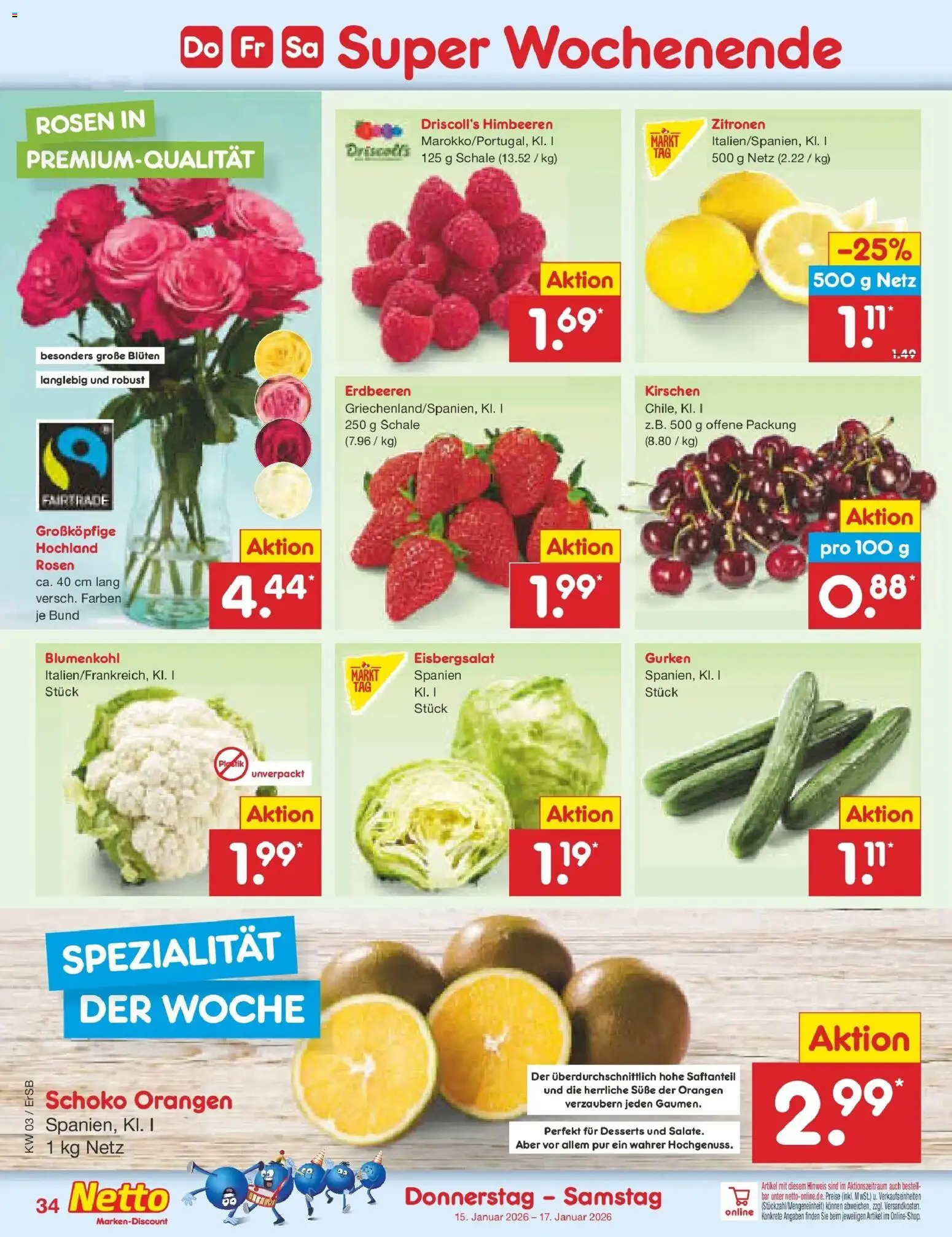 Netto Marken-Discount prospekt Nordhausen	 – gültig ab 12.01.2026 | Seite: 48 | Produkte: Orangen, Eisbergsalat, Kirschen, Gurken