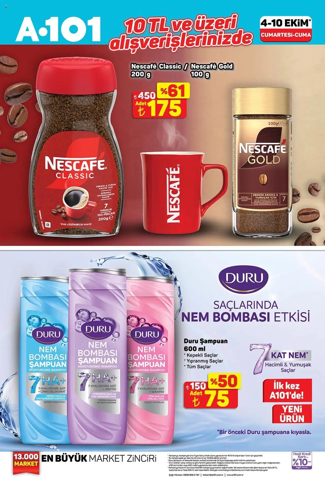 A101 Katalog - 04.10.2025 tarihinden itibaren geçerlidir | Sayfa: 5 | Ürünler: Şampuan, Kahve