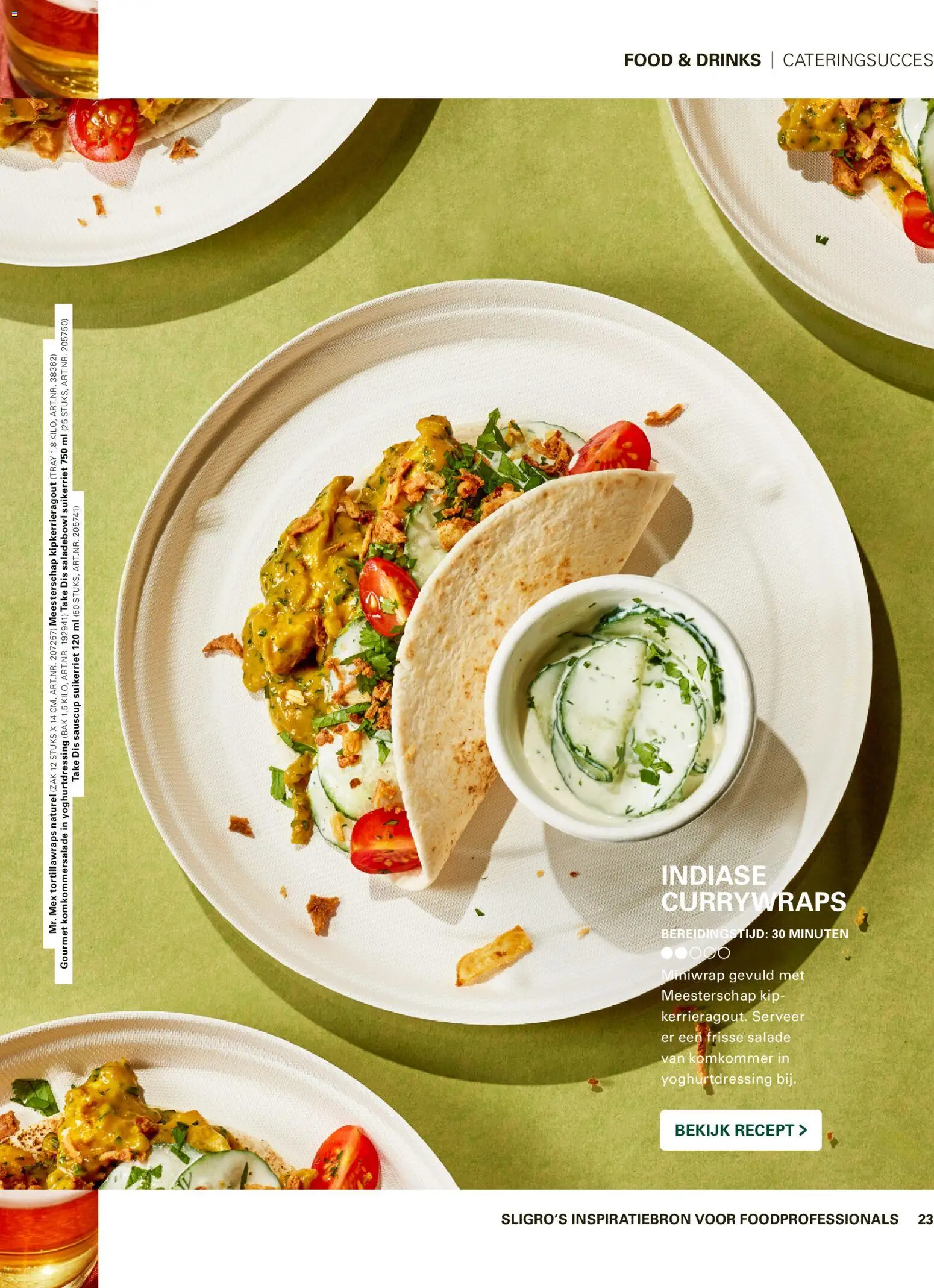 {H1} | Pagina: 23 | Producten: Komkommer, Salade, Zak, Kip