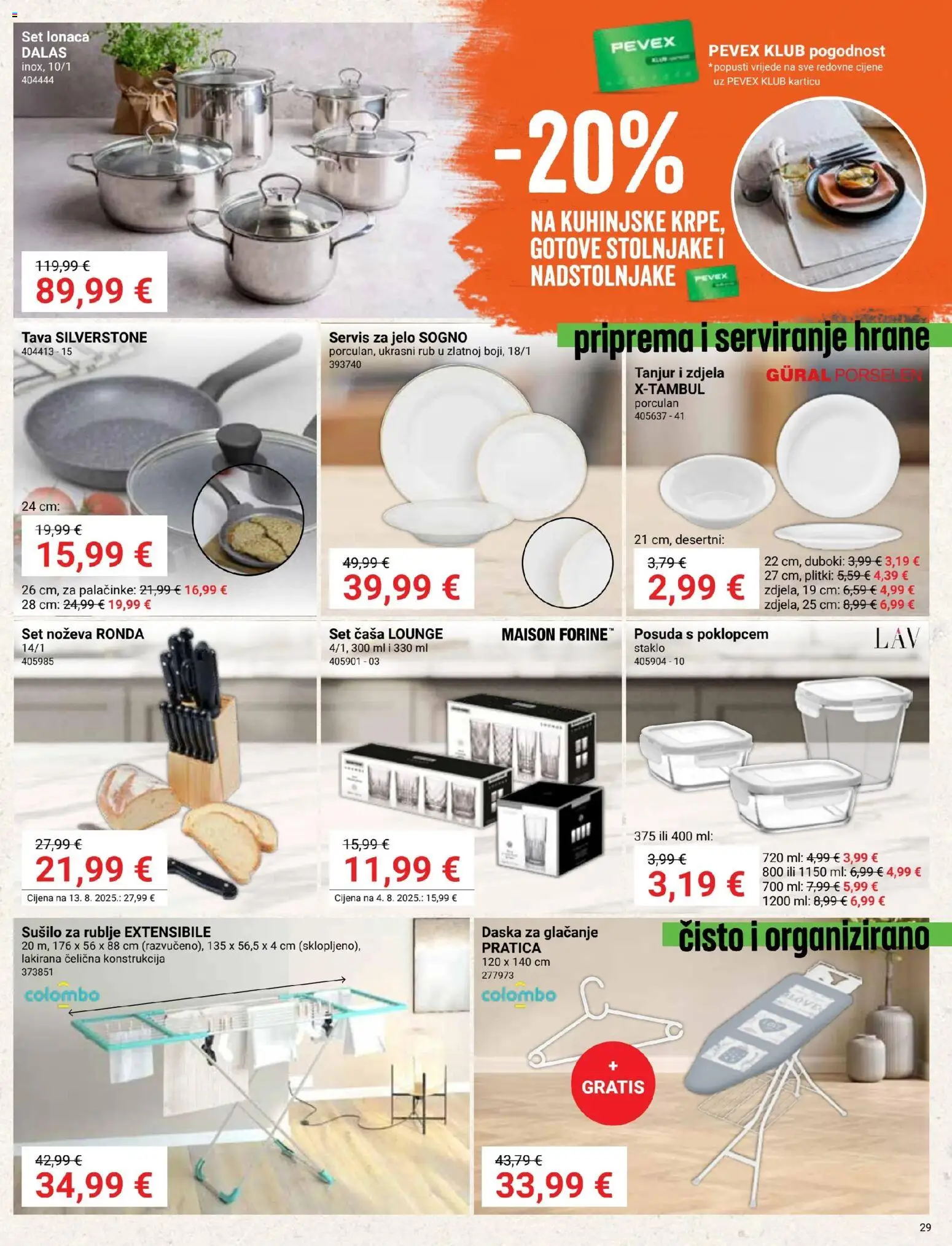 Pevex katalog | vrijedi od 23.10.2025 | Stranica: 29 | Proizvodi: Sušilo za rublje, Daska za glačanje, Tava, Zdjela