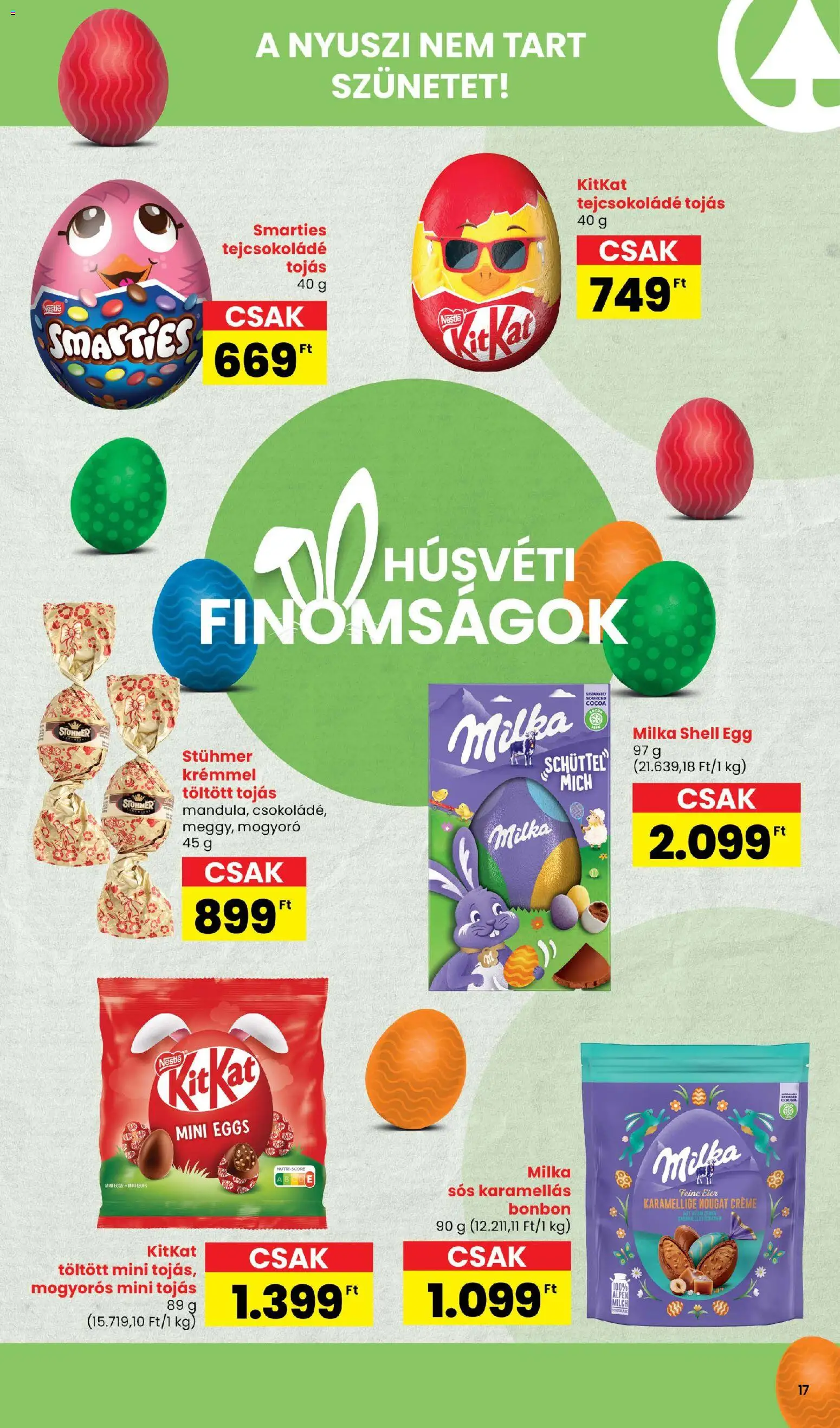 Spar akciós ujság - amely érvényes a következő dátumtól: 05.03.2026 | Oldal: 17 | Termékek: Mogyoró, Tejcsokoládé, Tojás