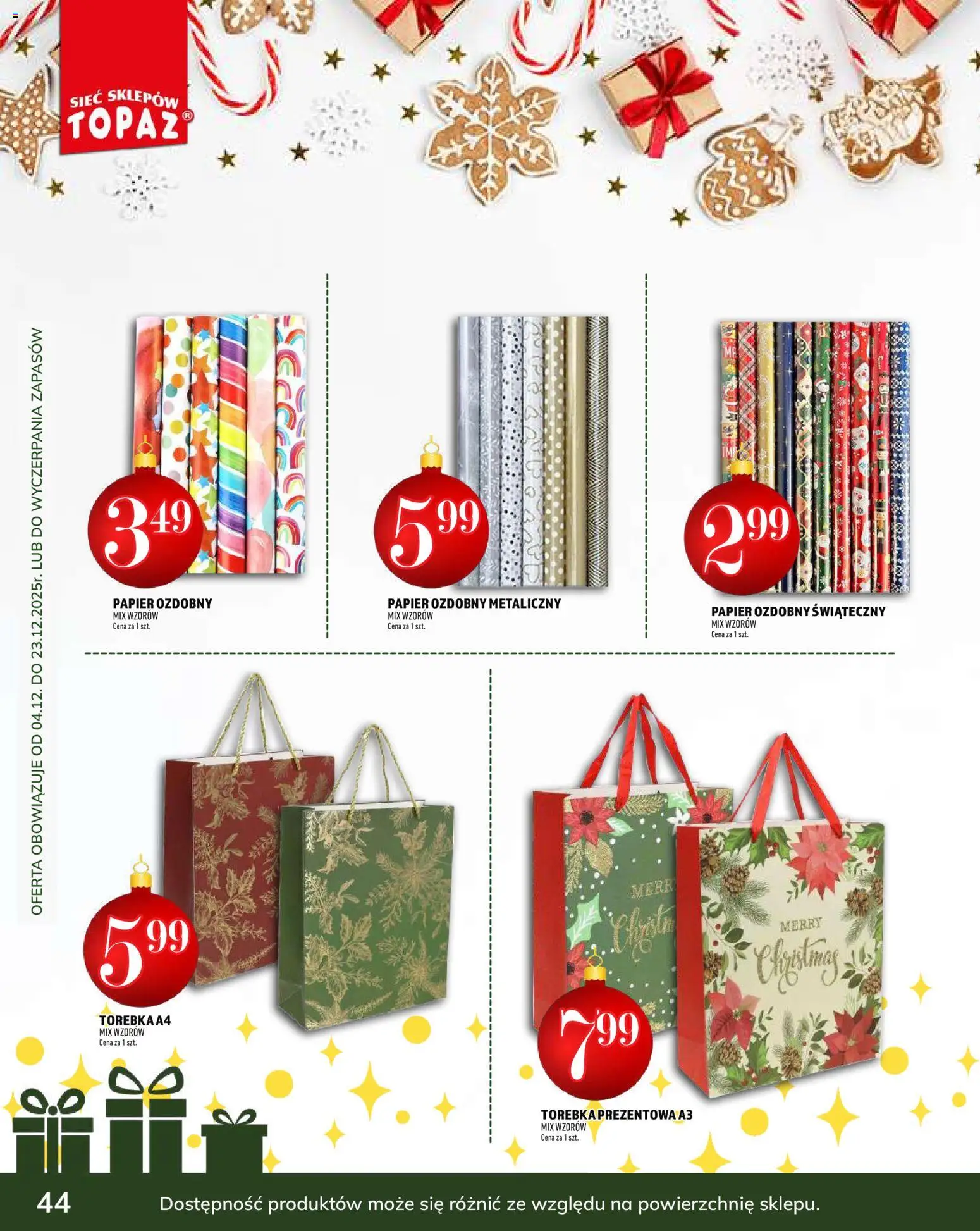 Topaz Gazetka - Podaruj dobre chwile od 04.12.2025 | Strona: 44 | Produkty: Torebka