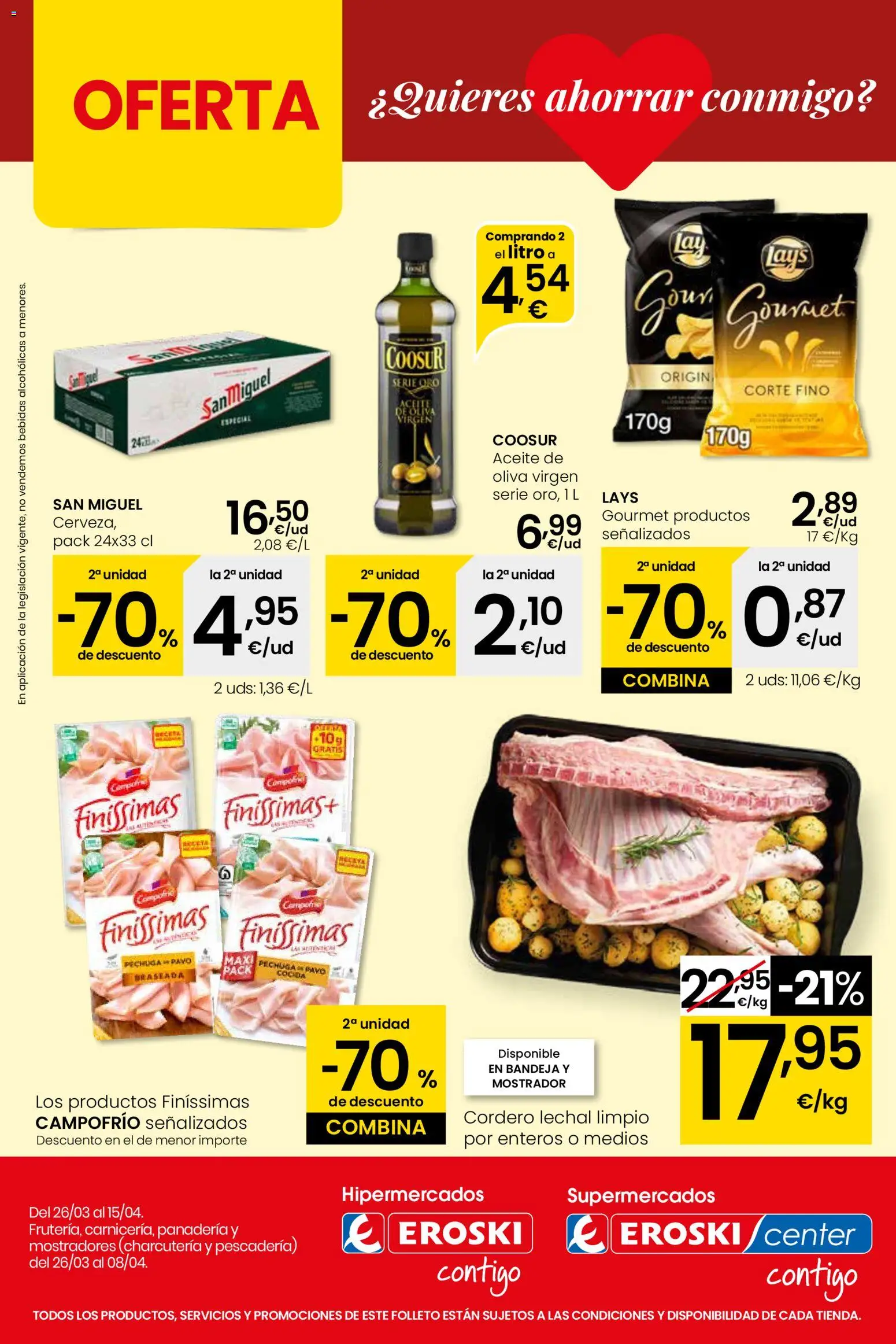 Eroski - Quieres ahorrar conmigo │ válido desde el 26.03.2026 | Página: 1 | Productos: Aceite, Aceite de oliva, Panadería, Bandeja