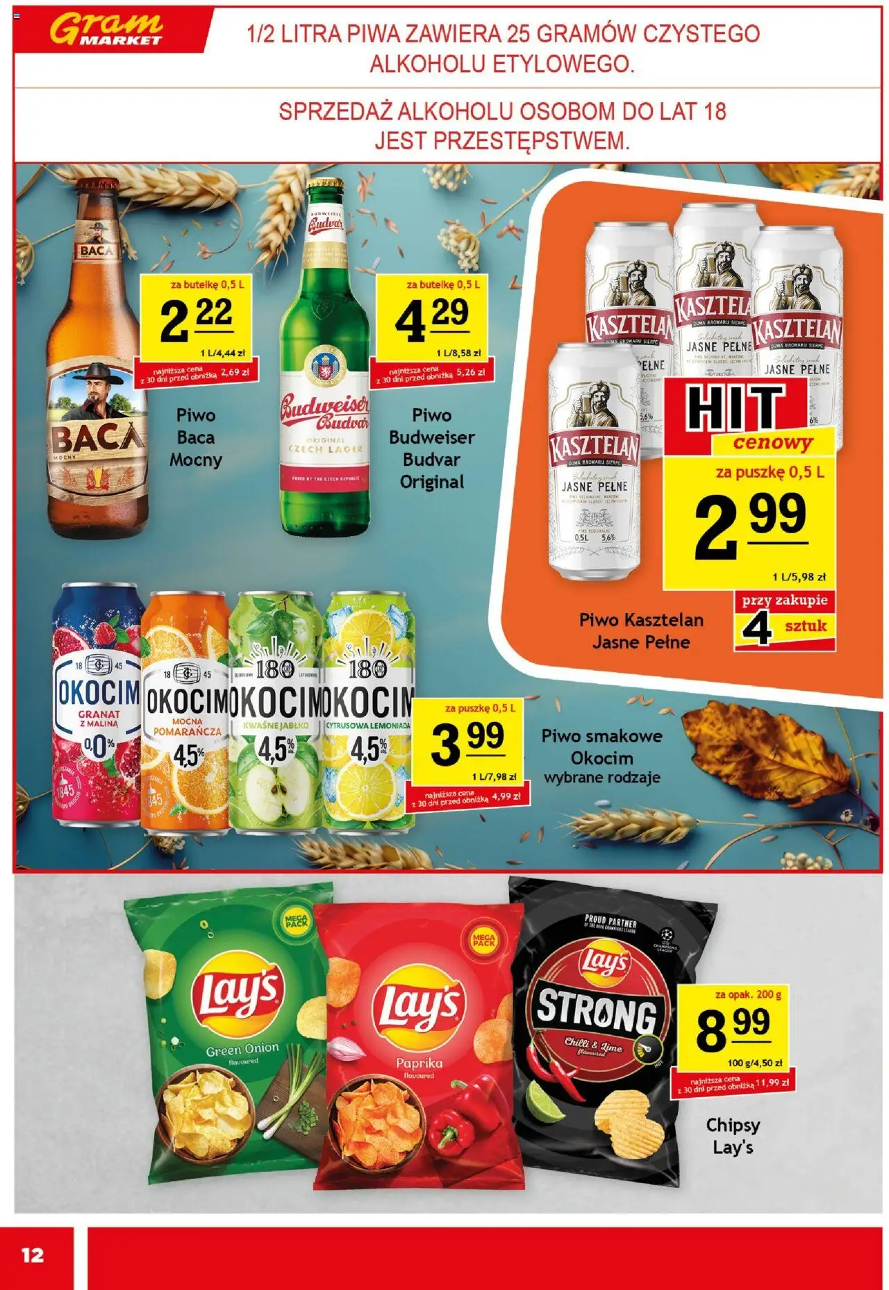 Gram Market Gazetka od 22.10.2025 | Strona: 12 | Produkty: Malina, Chipsy, Piwo