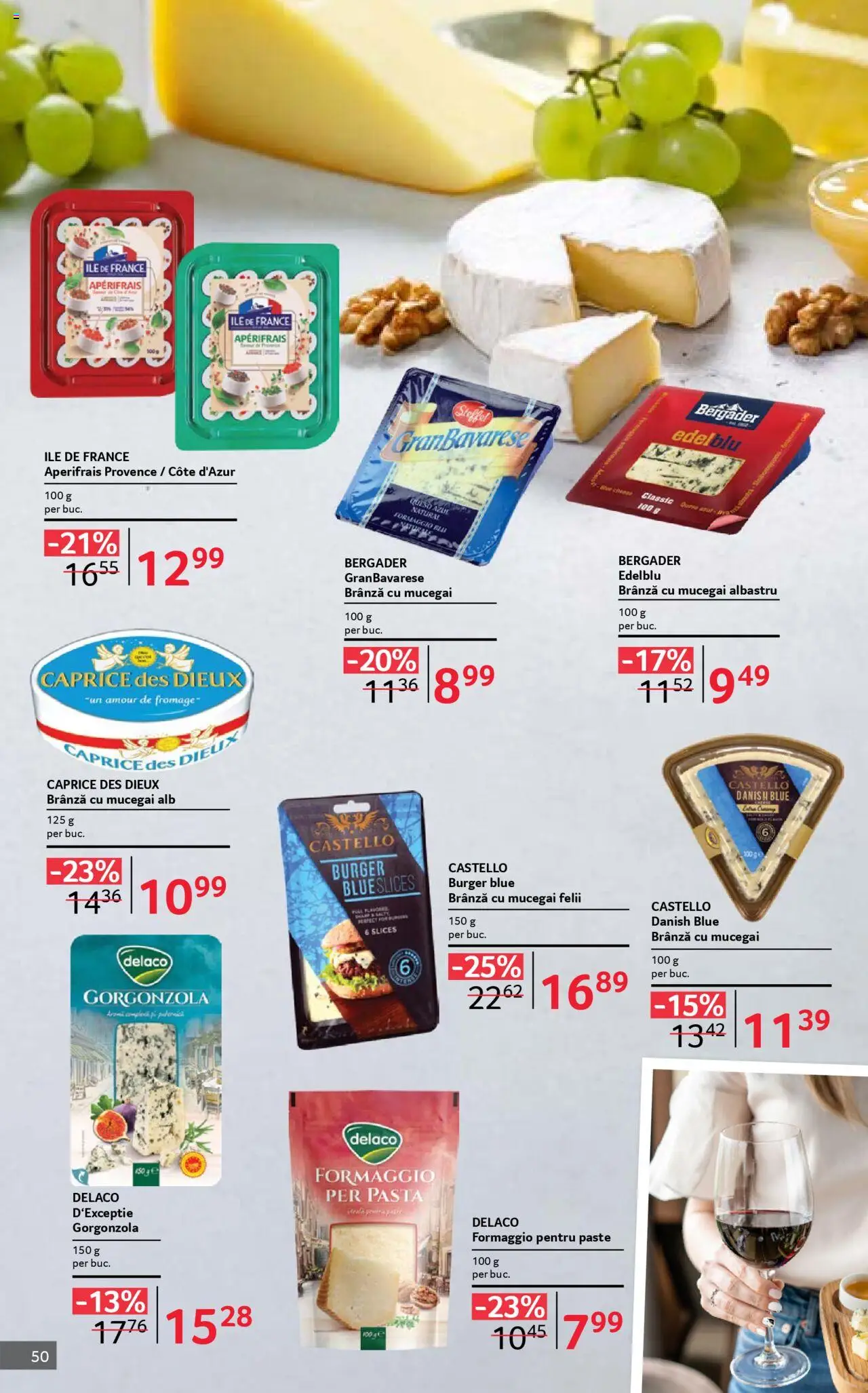 Noul catalog Selgros – valabil de la 01.10.2025 | Pagină: 50 | Produse: Light Kedi Konservesi, Brânză, Gorgonzola, Burger