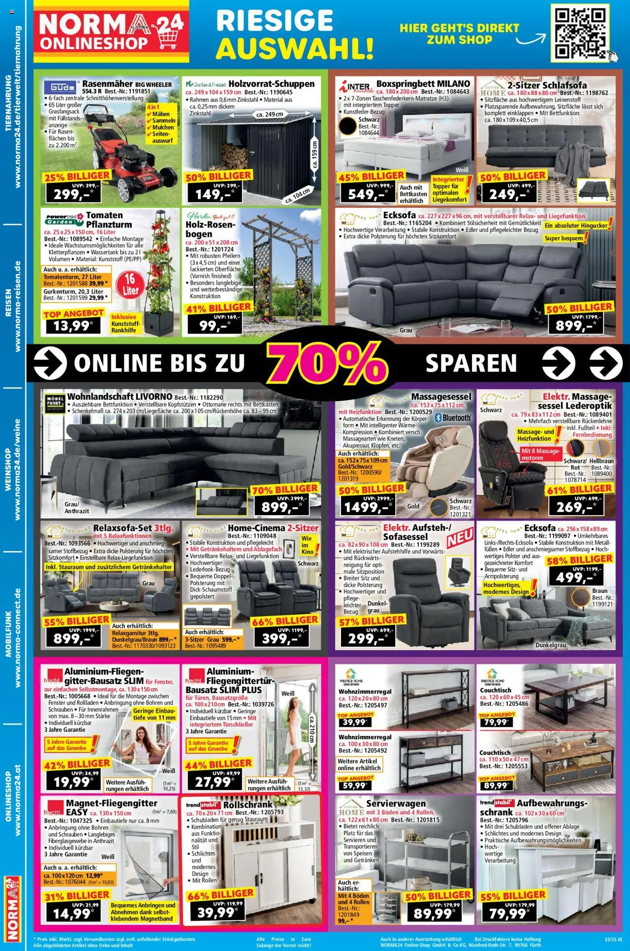 Norma Online Shop gültig ab 11.08.2025 | Seite: 4 | Produkte: Rasenmäher, Sessel, Schrank, Tomaten