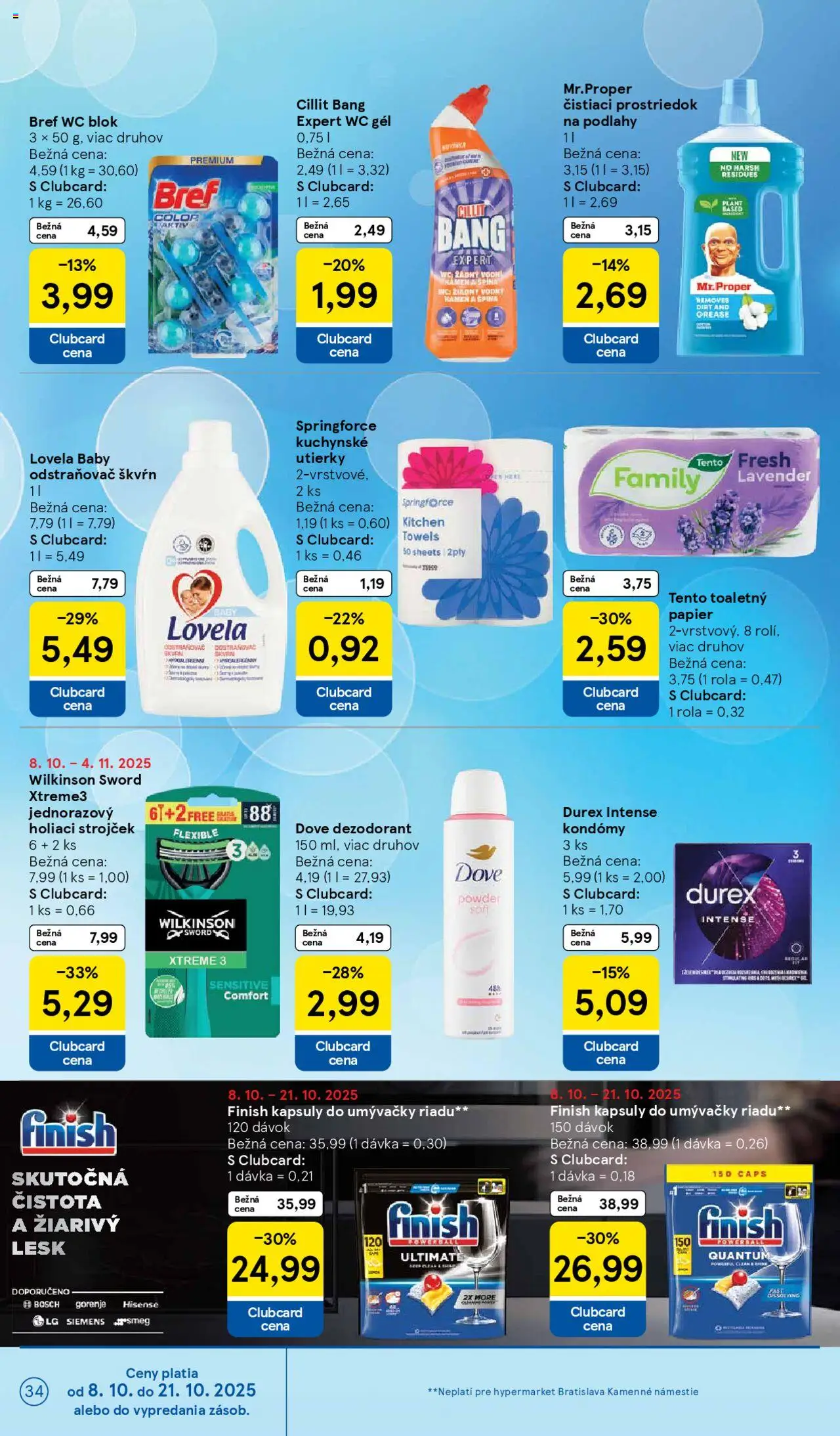 Nové Tesco akcie – leták je platný od 08.10.2025 | Strana: 34 | Produkty: Strojček, Holiaci strojček, Bosch, Lovela