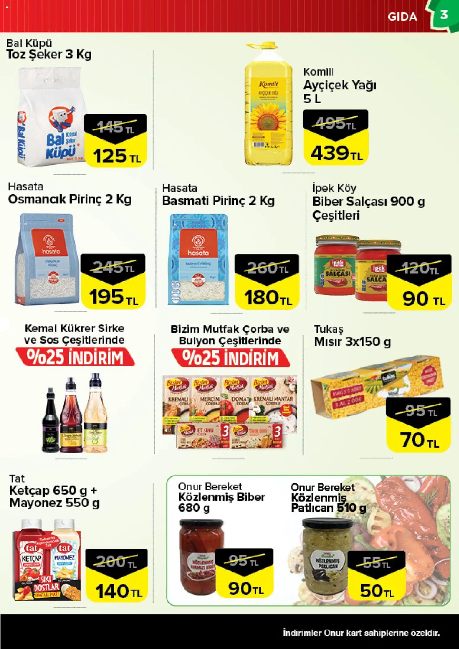 Onur Market Katalog - Bursa - 24.03.2026 tarihinden itibaren geçerlidir | Sayfa: 3 | Ürünler: Mayonez, Biber, Patlıcan, Mantar
