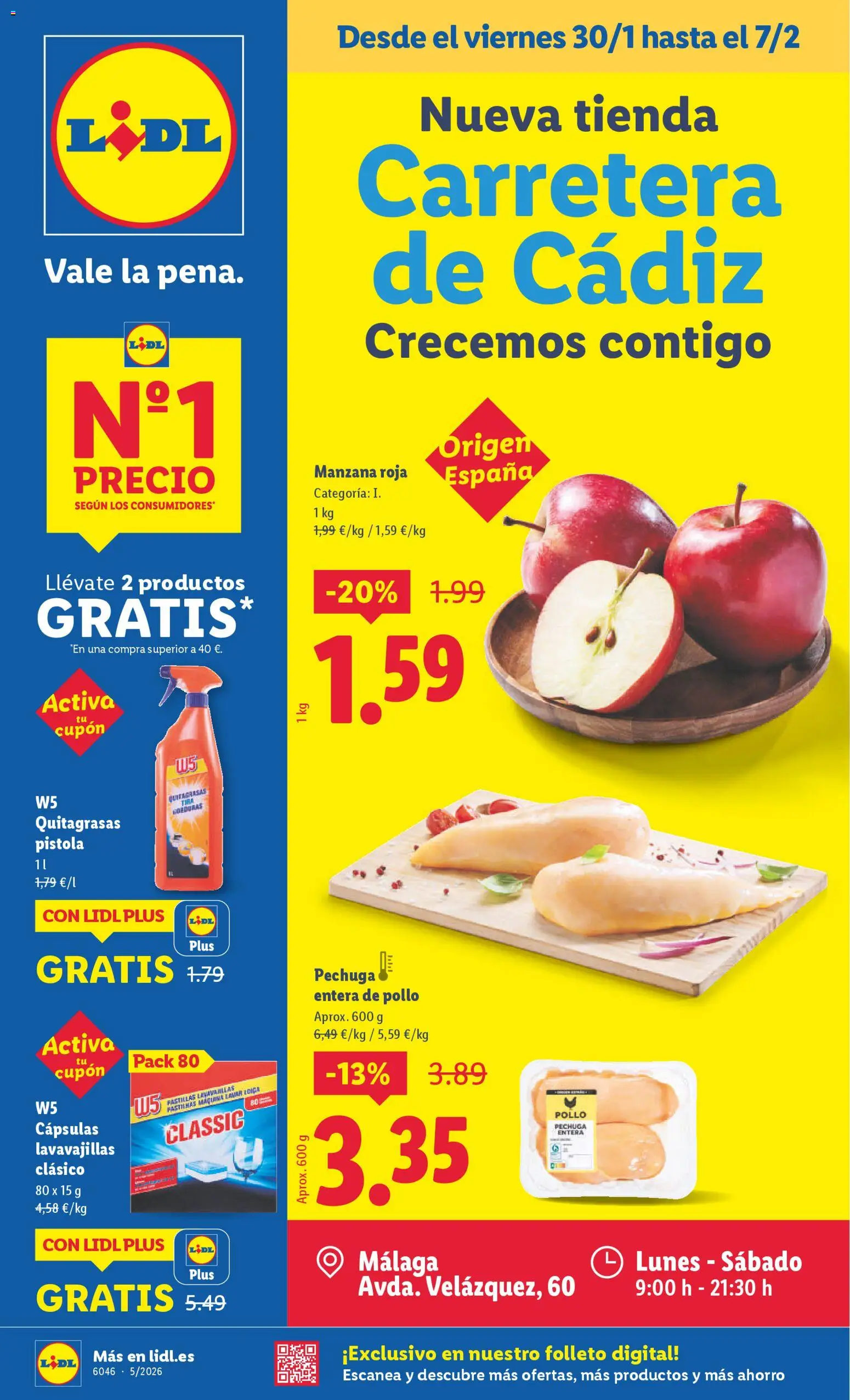 Lidl - Apertura Carretera Cádiz │ válido desde el 30.01.2026 | Página: 1 | Productos: Manzana, Apple, Lavavajillas