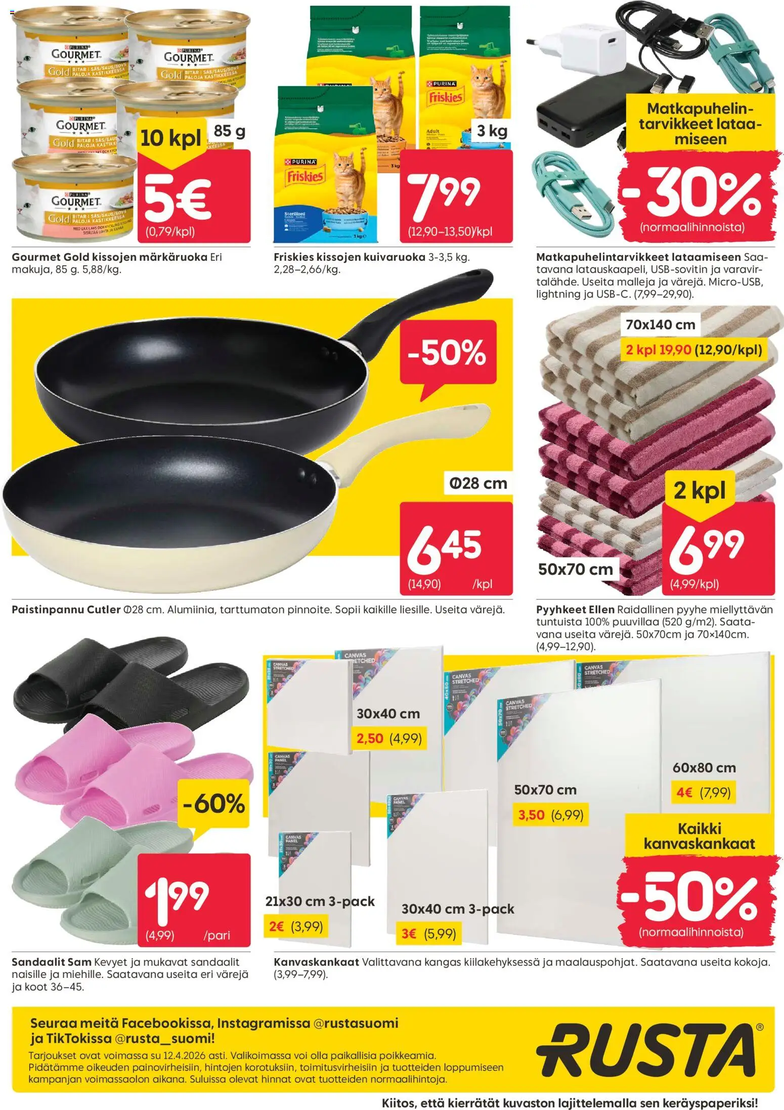 Rusta tarjoukset – voimassa 07.04.2026 alkaen | Sivu: 24 | Tuotteet: Pyyhe, Kangas, Paistinpannu, Sandaalit