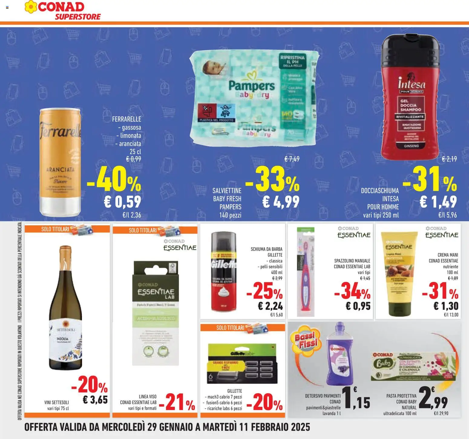 Volantino Conad del 29.01.2026 | Pagina: 34 | Prodotti: Schiuma da barba, Limonata, Piastrelle, Ferrarelle