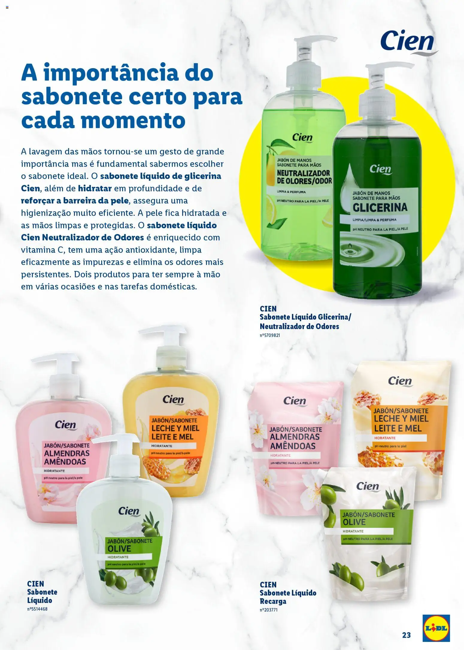 Lidl Beleza Inteligente │ válido de 16.03.2026 | Página: 23 | Produtos: Amêndoas, Sabonete líquido, Sabonete, Mel