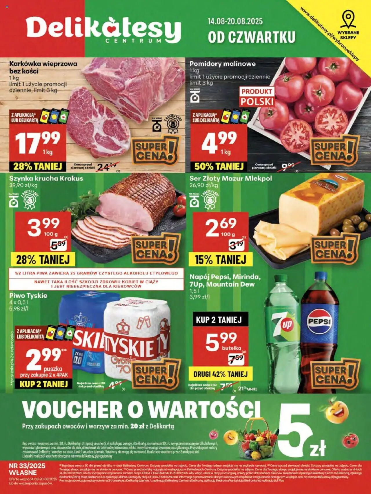 Delikatesy Centrum Gazetka - Sklepy Własne od 14.08.2025 | Strona: 1 | Produkty: Mleka, Szynka, Ser, Warzywa