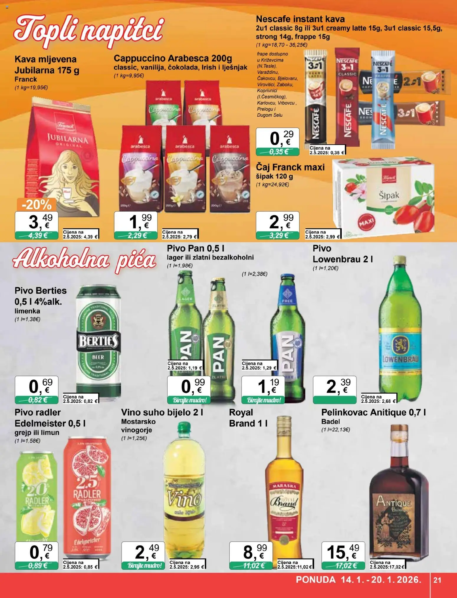 KTC katalog | vrijedi od 14.01.2026 | Stranica: 21 | Proizvodi: Radler, Pica, Kava, Cappuccino