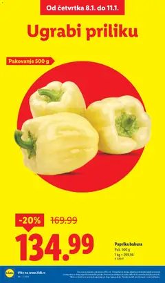 Paprika babura, Pak. 500 g - pregled Lidl kataloga - važi od 08.01.2026 | Strana: 2 | Proizvode: Paprika, Pakovanje, Paprika babura